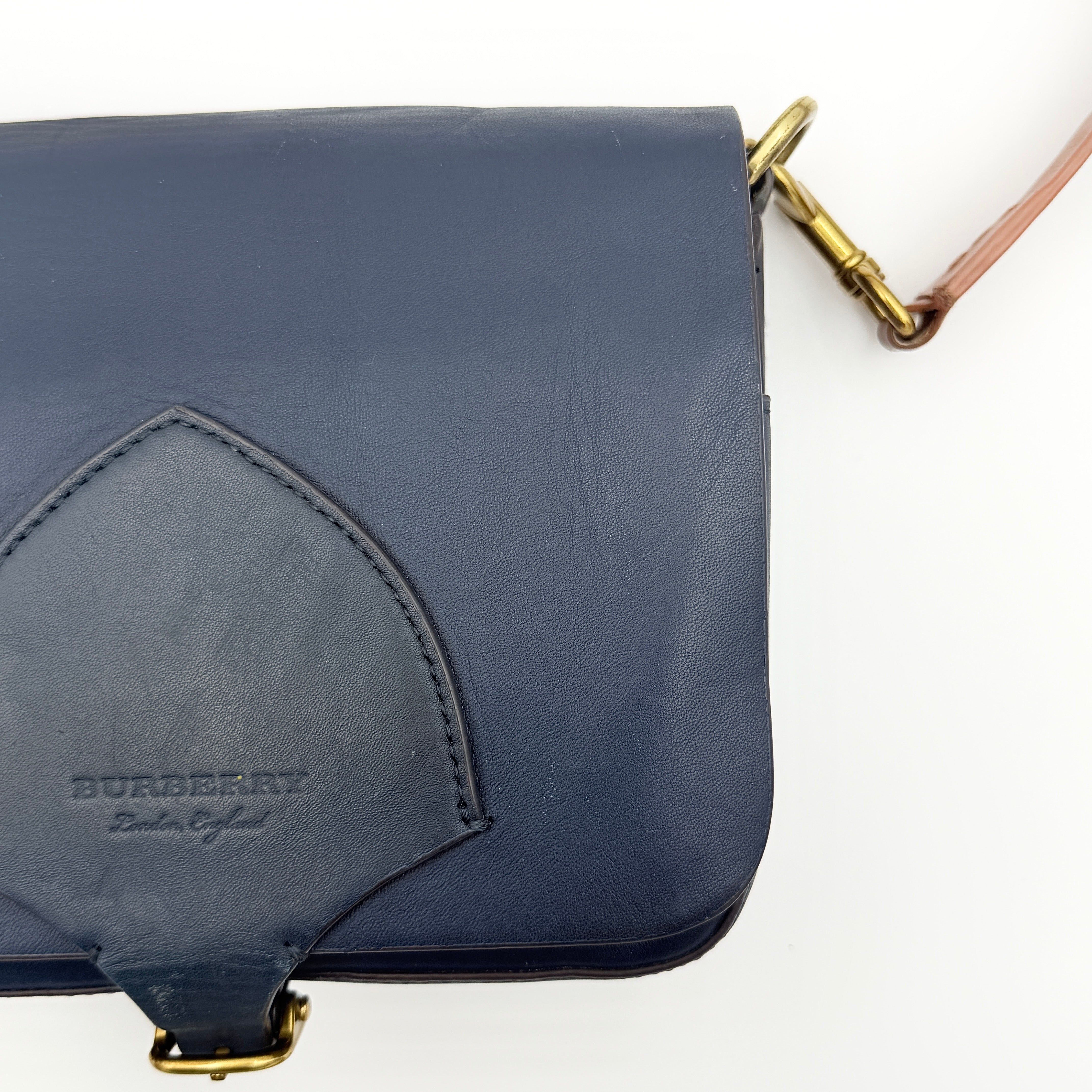 Burberry Bridle Square Satchel Crossbody Bag Blue/Brown