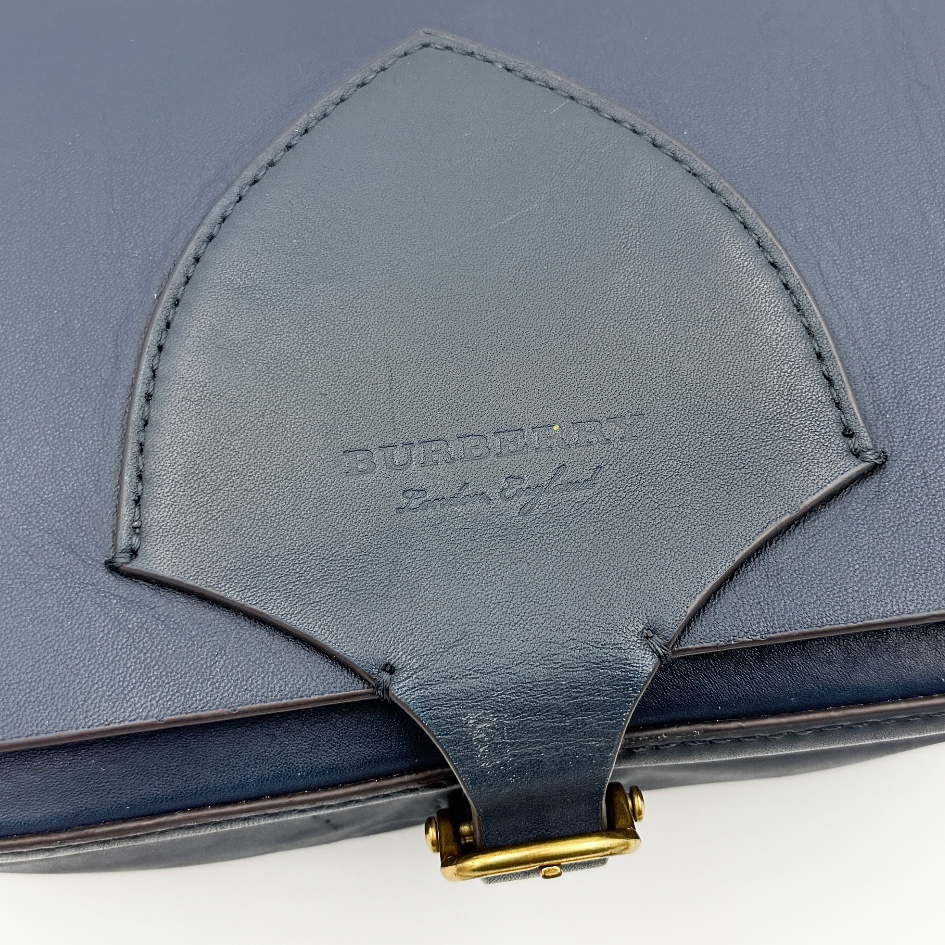 Burberry Bridle Square Satchel Crossbody Bag Blue/Brown