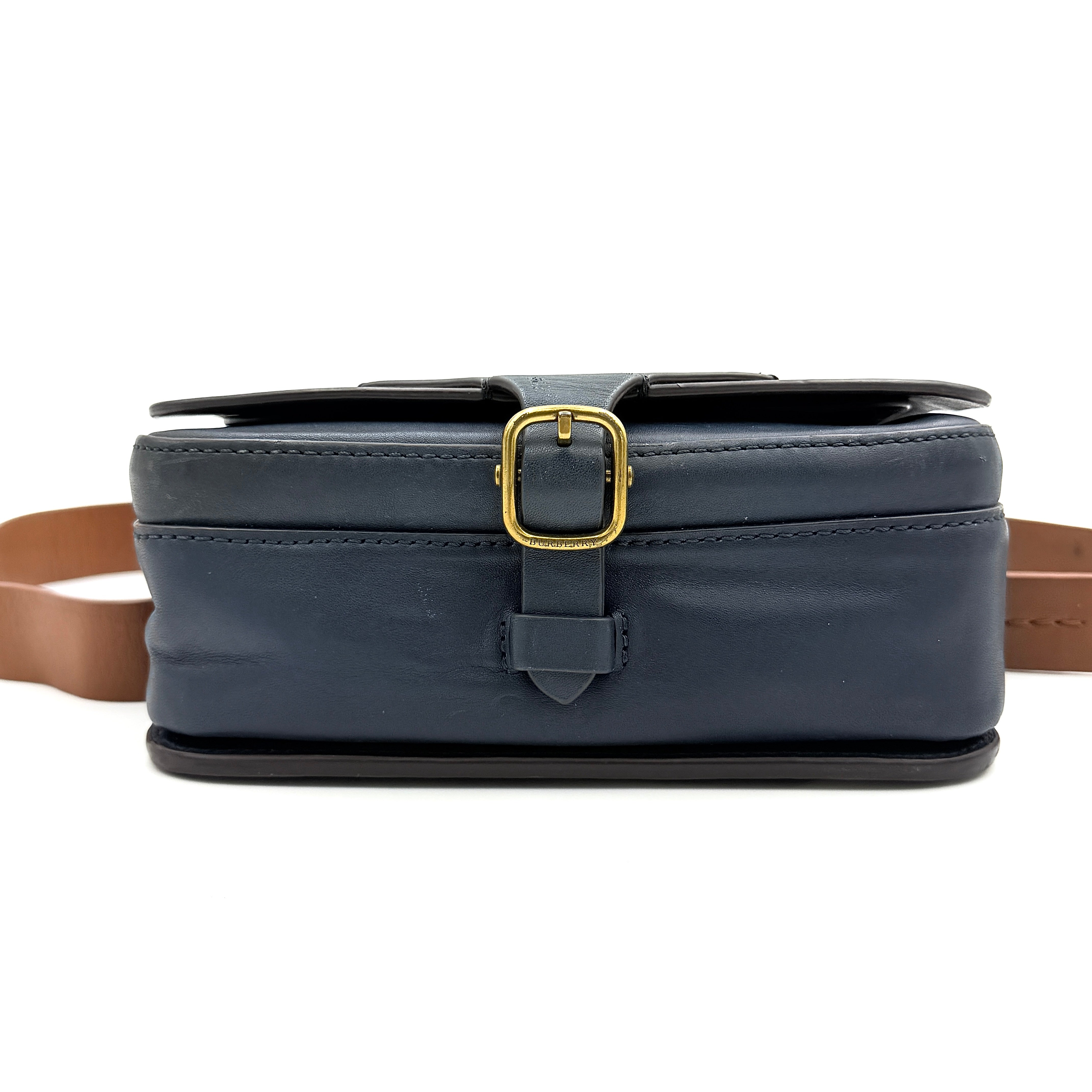 Burberry Bridle Square Satchel Crossbody Bag Blue/Brown