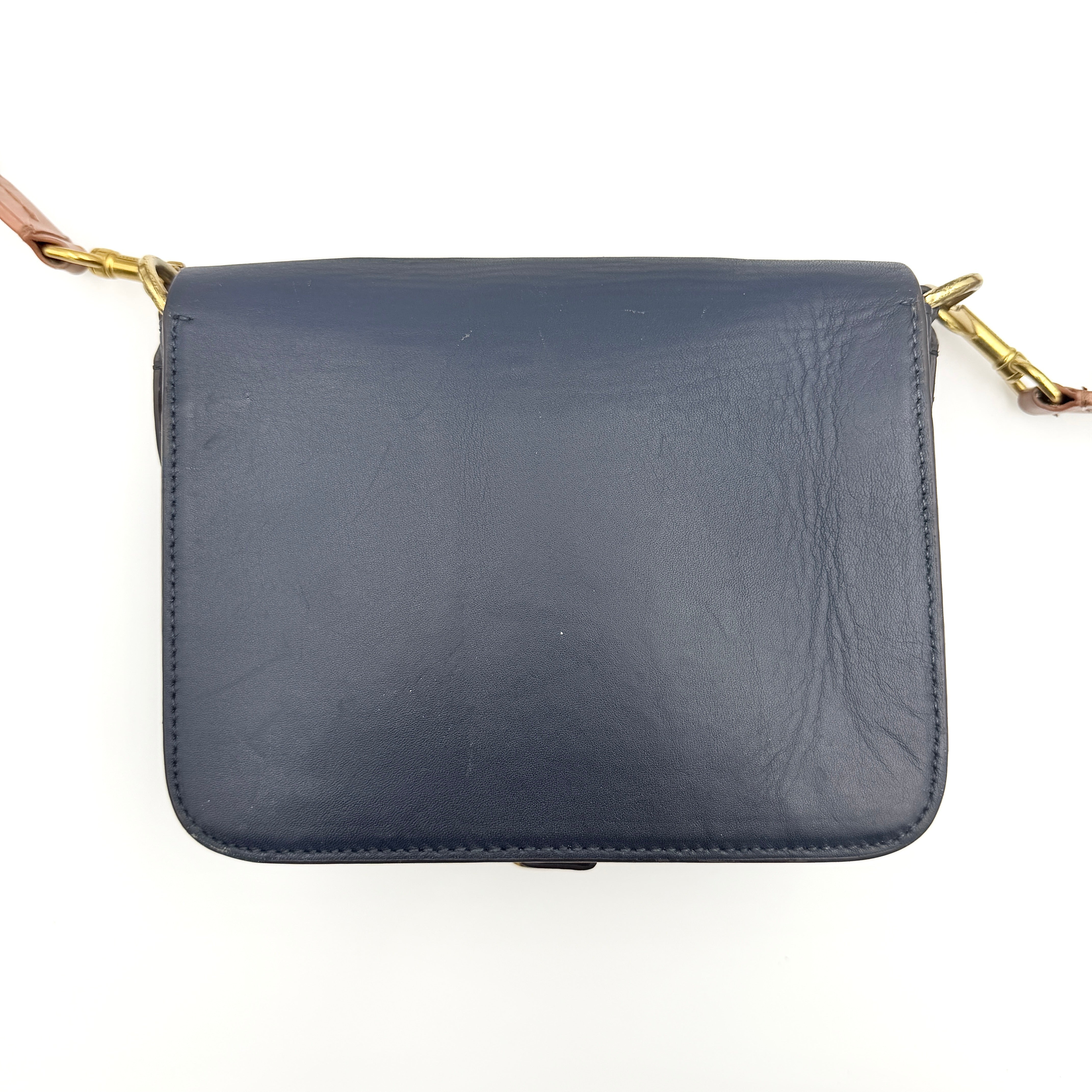 Burberry Bridle Square Satchel Crossbody Bag Blue/Brown