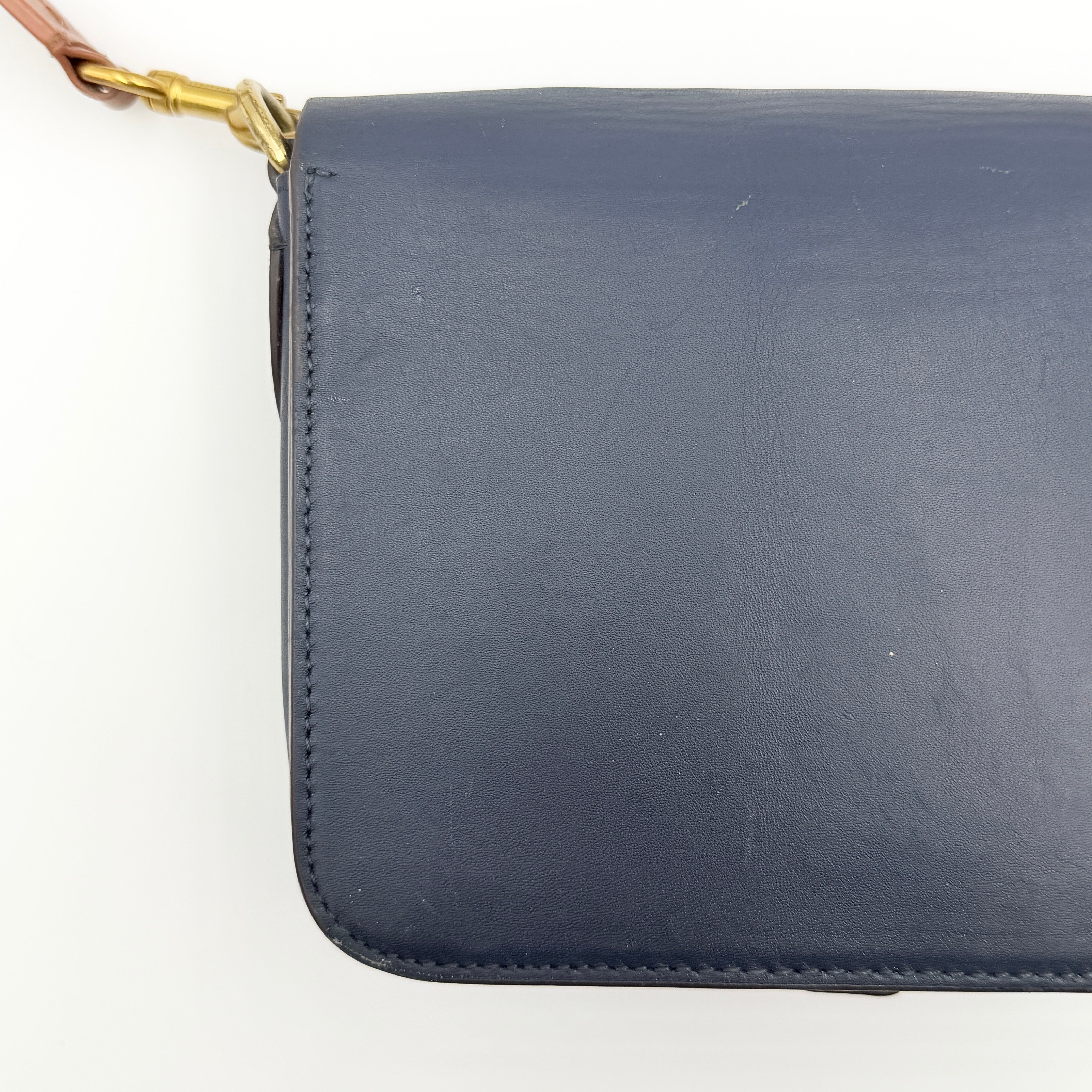 Burberry Bridle Square Satchel Crossbody Bag Blue/Brown
