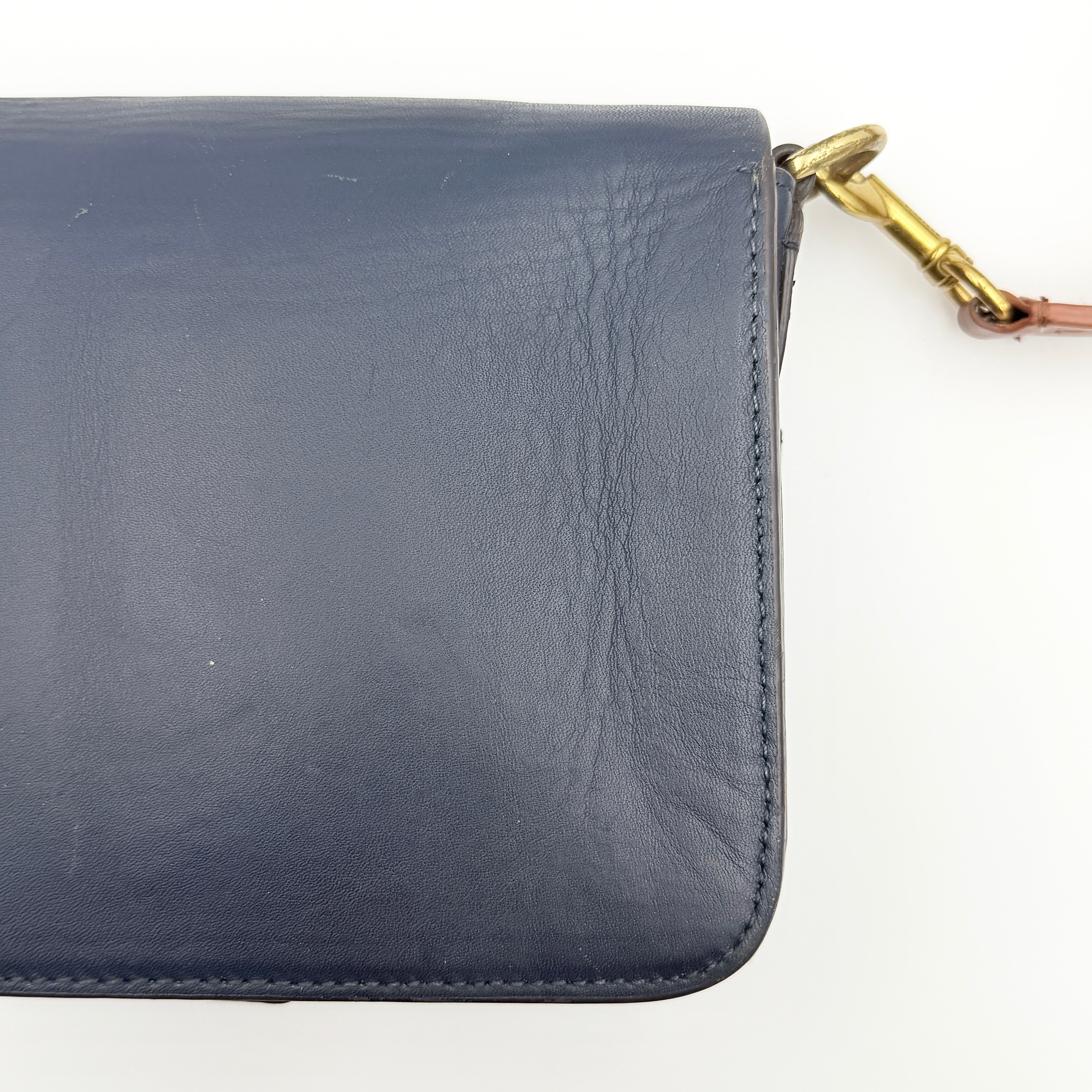 Burberry Bridle Square Satchel Crossbody Bag Blue/Brown