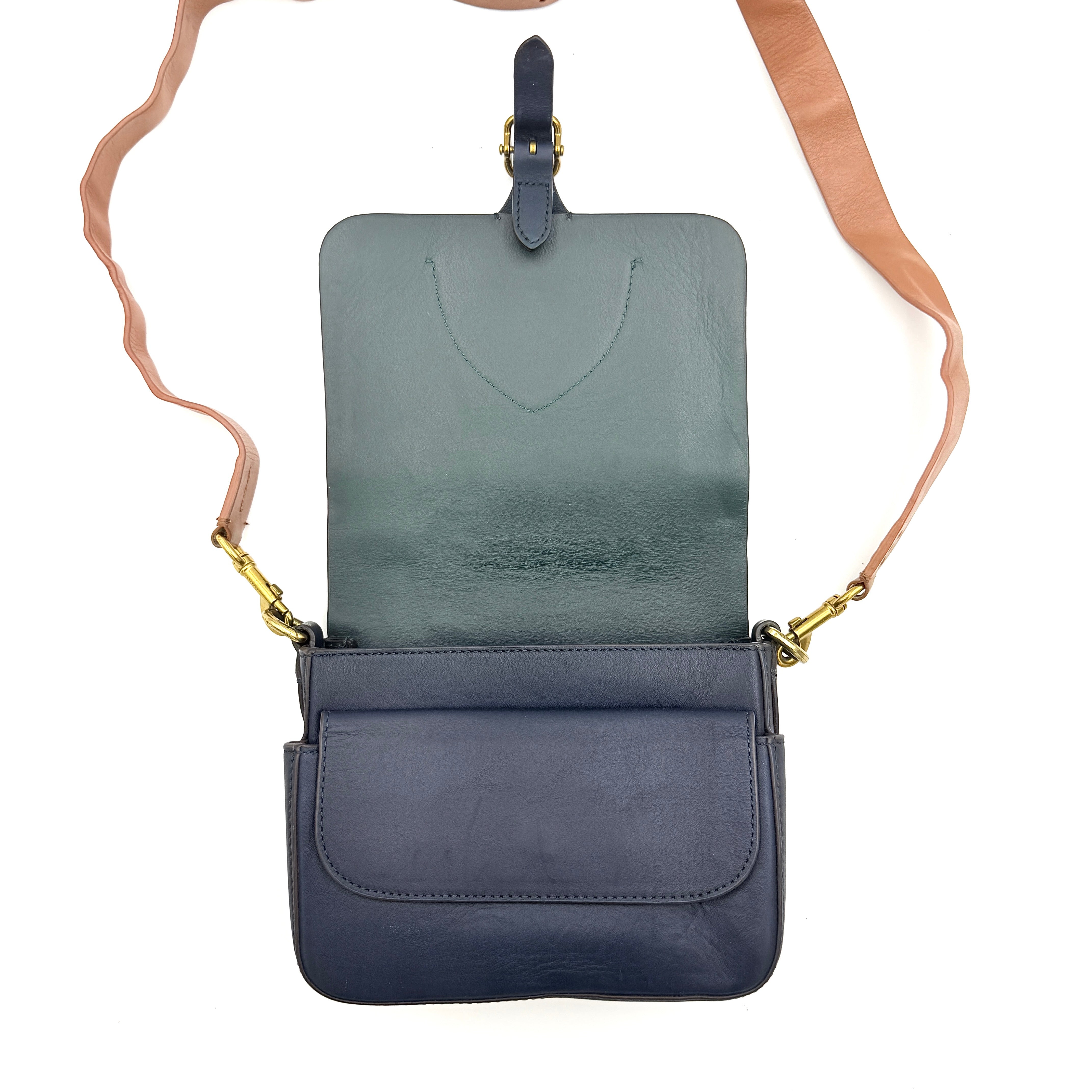 Burberry Bridle Square Satchel Crossbody Bag Blue/Brown