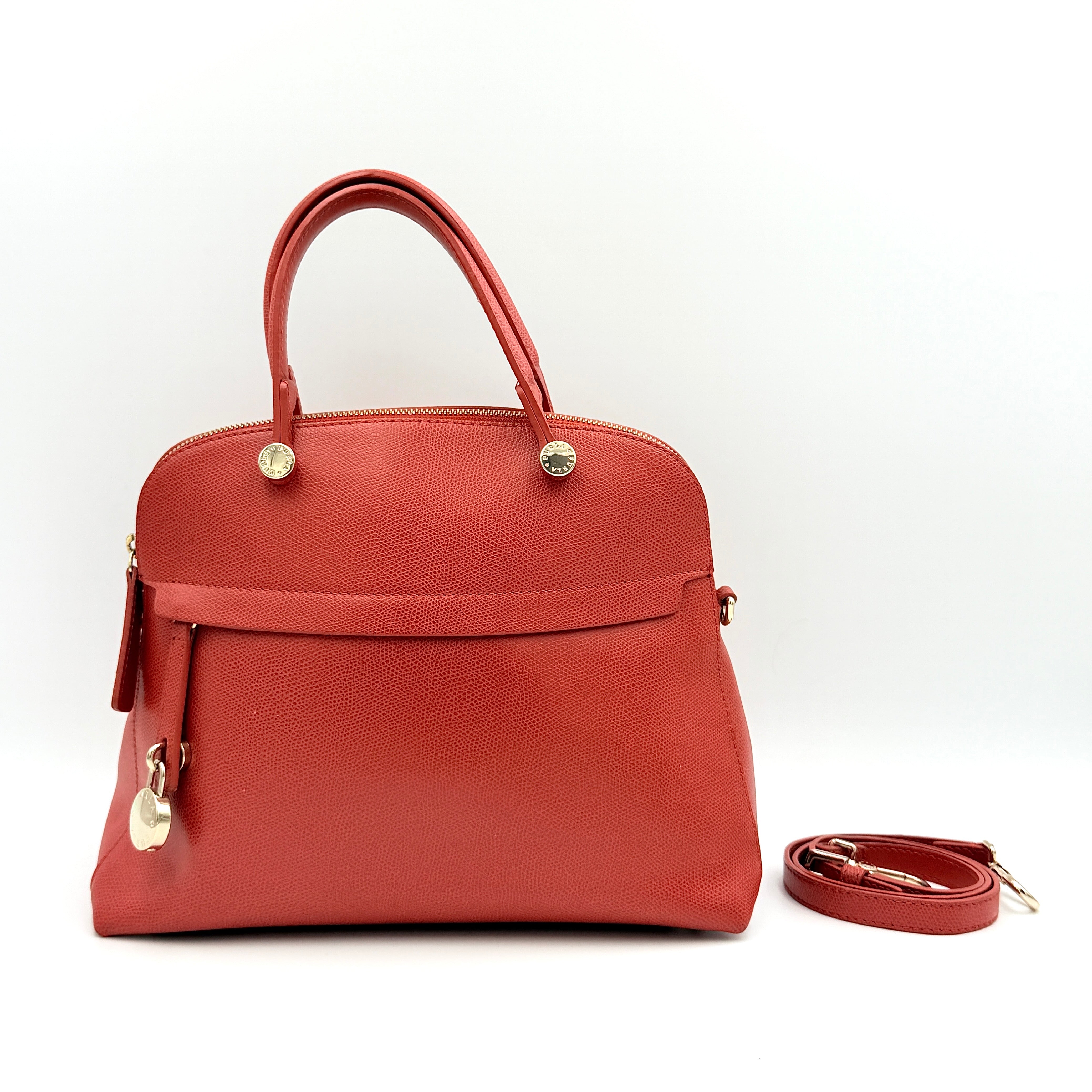 Furla 2Way Piper Dome Satchel Handbag Red