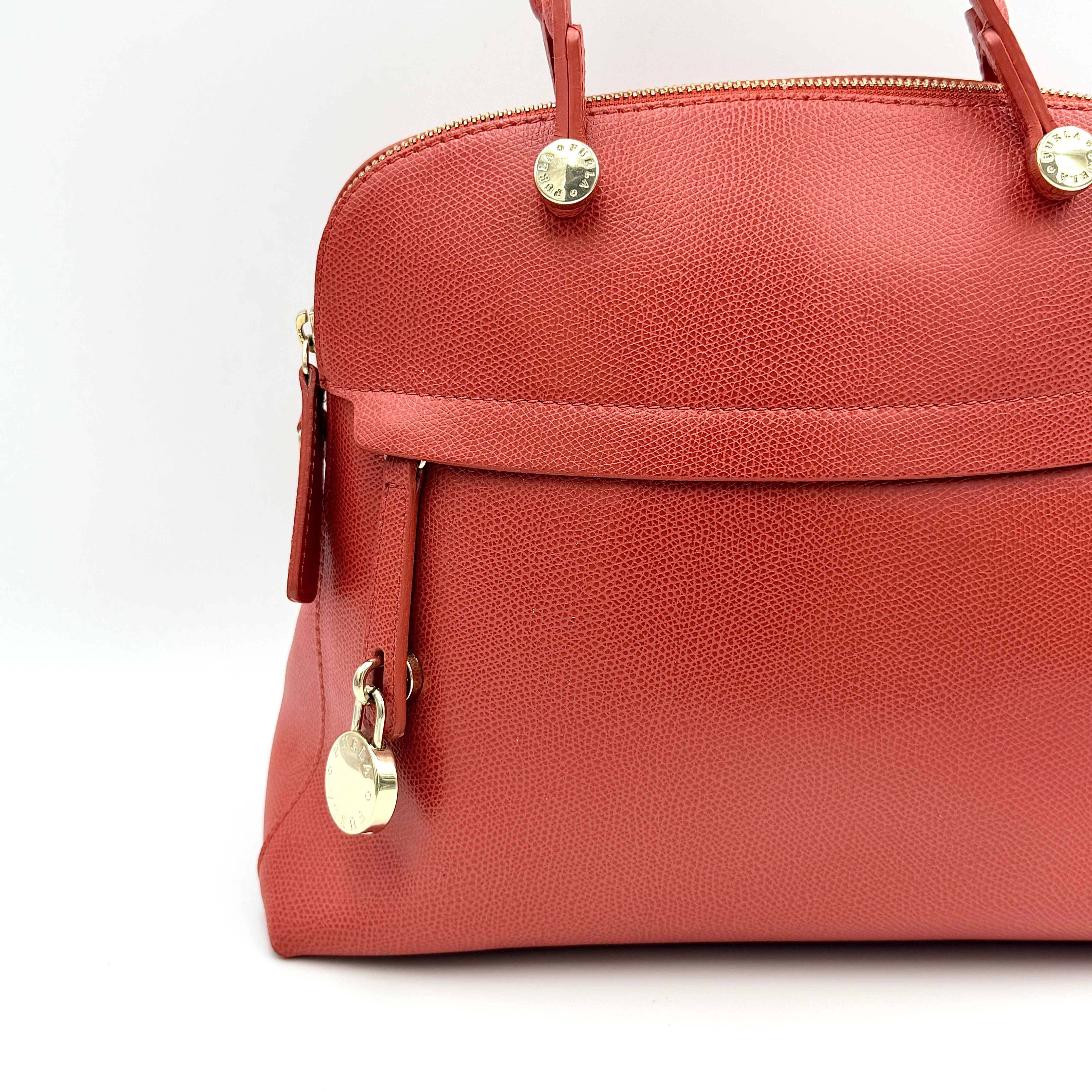 Furla 2Way Piper Dome Satchel Handbag Red