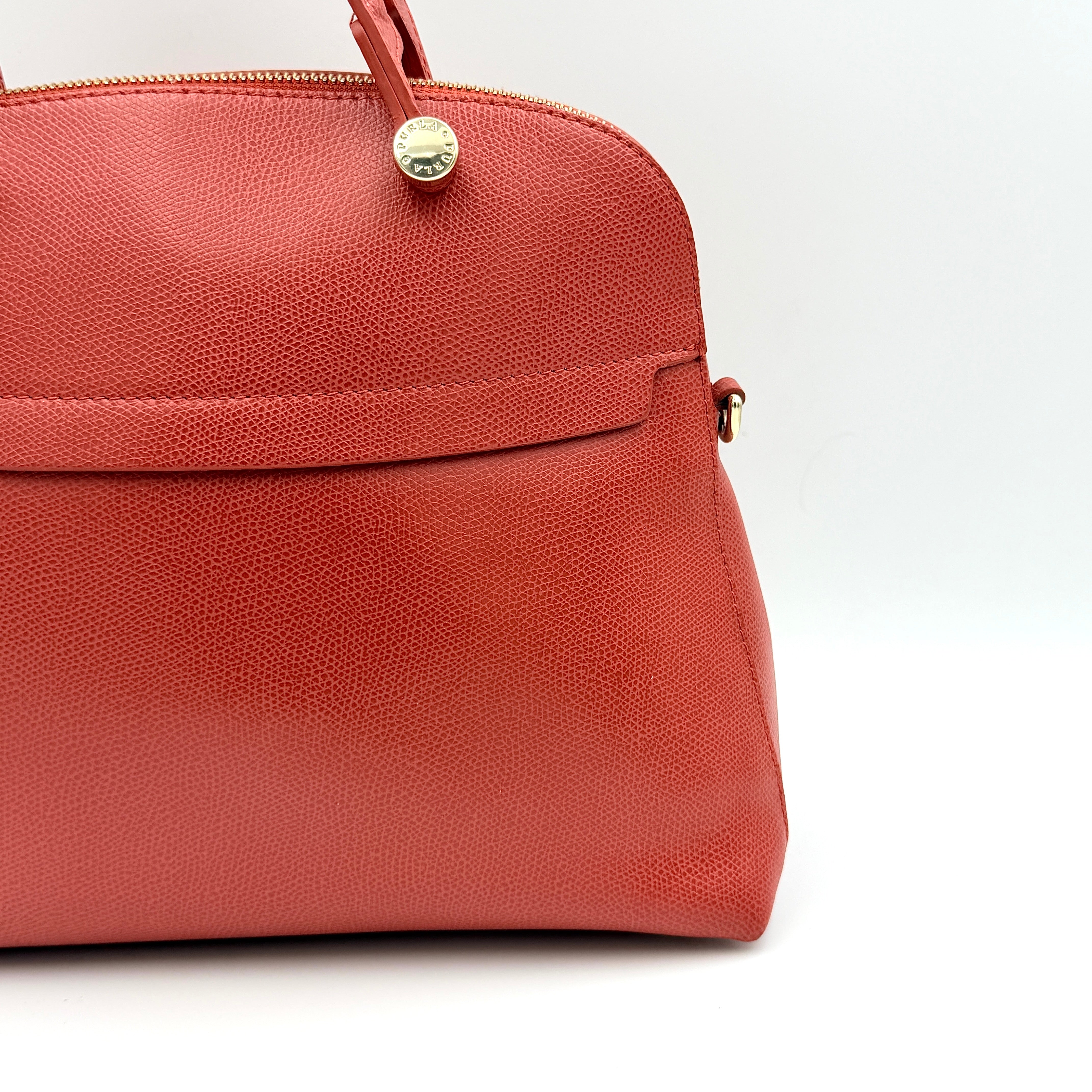Furla 2Way Piper Dome Satchel Handbag Red