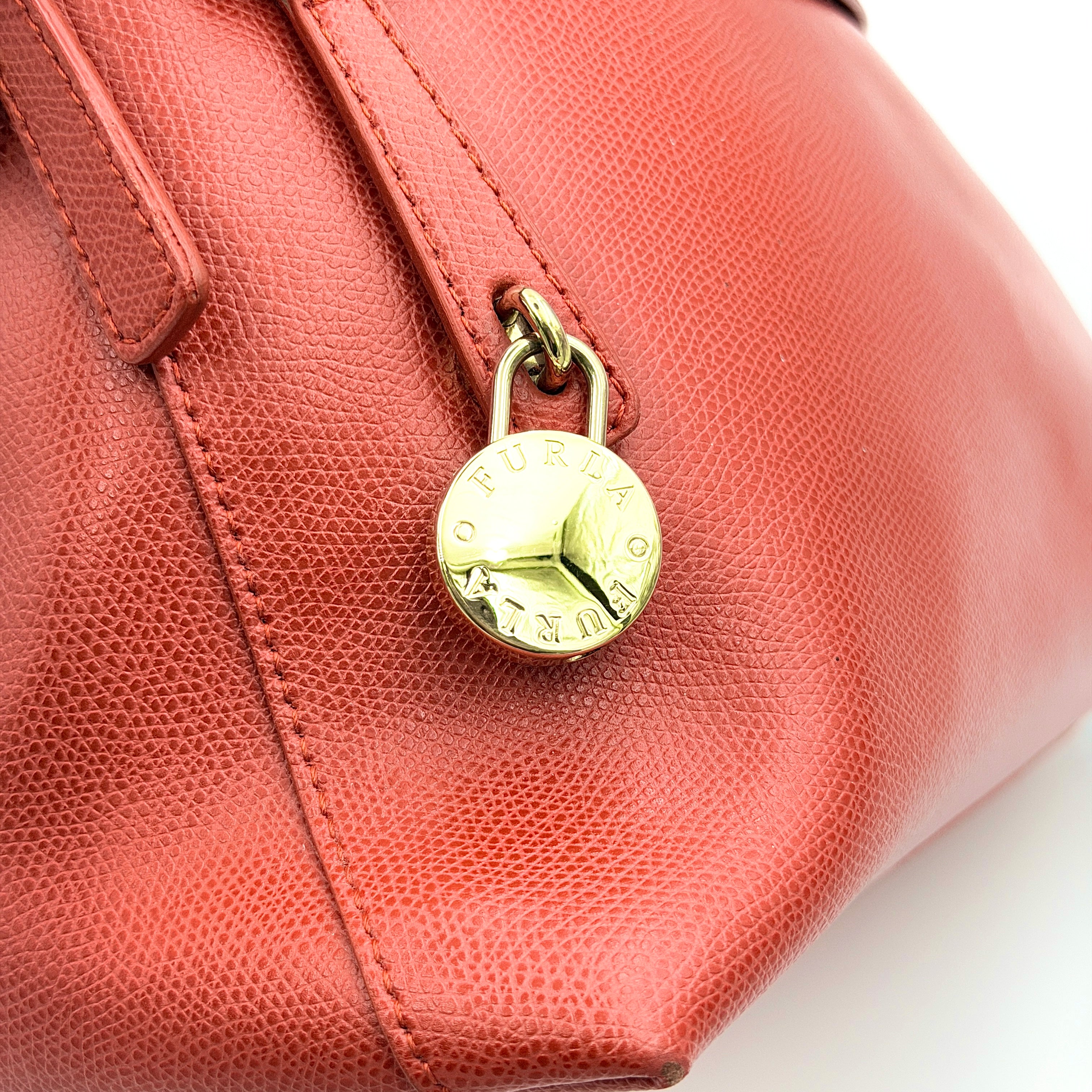 Furla 2Way Piper Dome Satchel Handbag Red