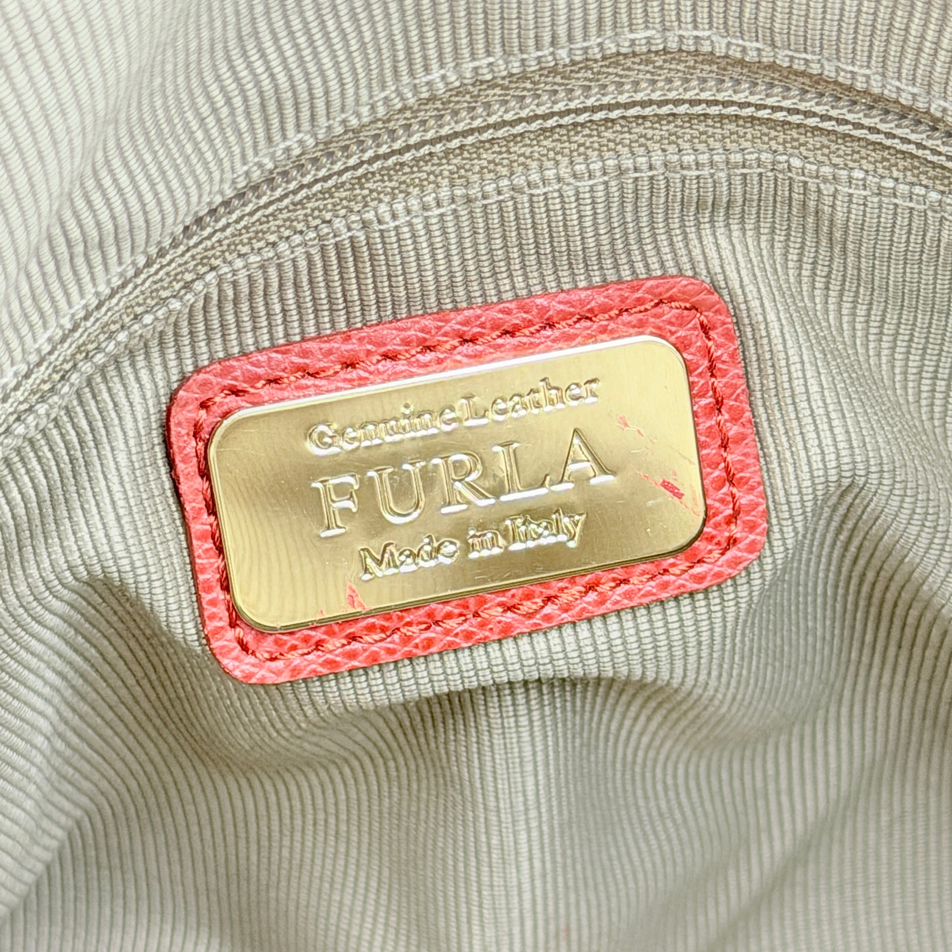 Furla 2Way Piper Dome Satchel Handbag Red