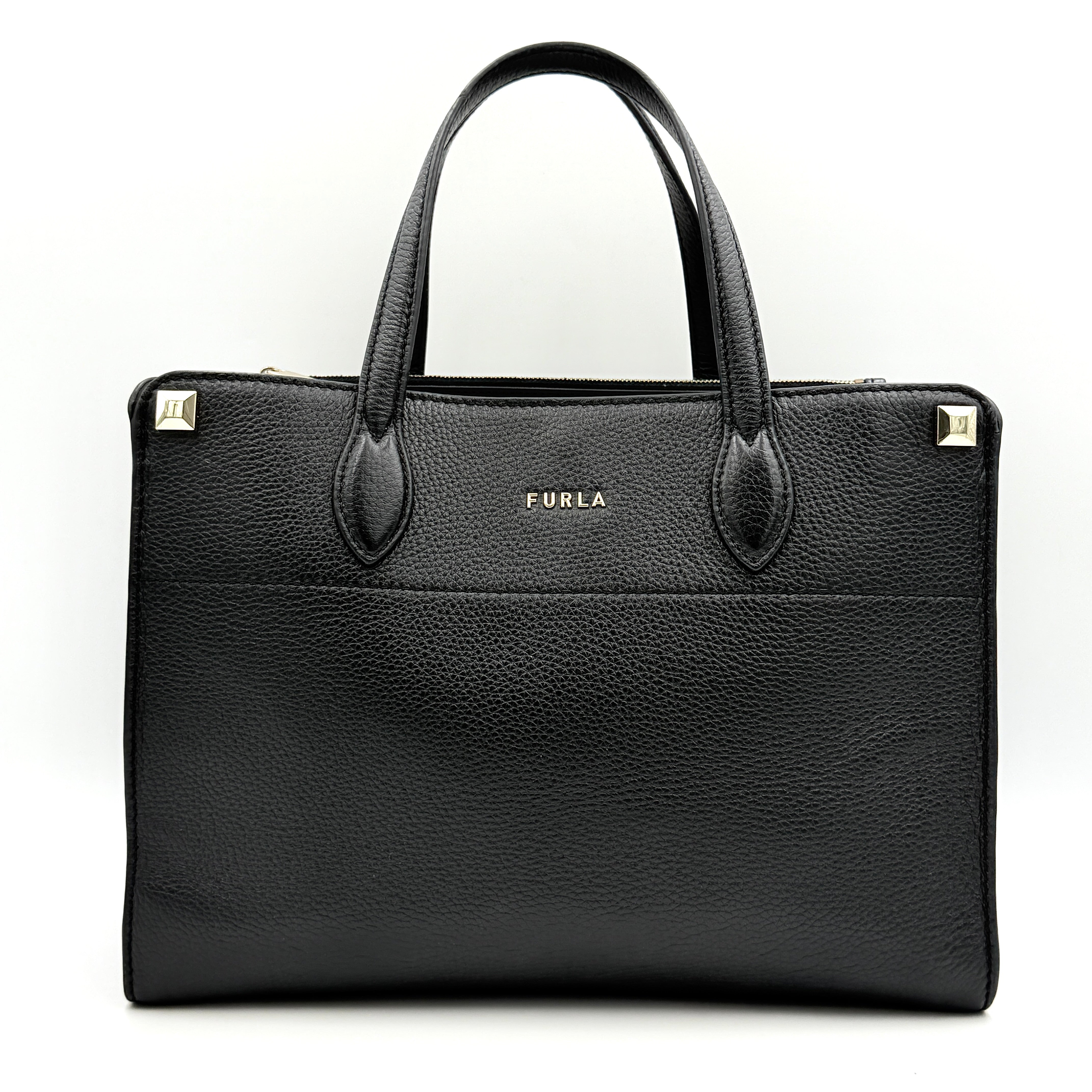 Furla Afrodite Leather Nero Tote Bag Black