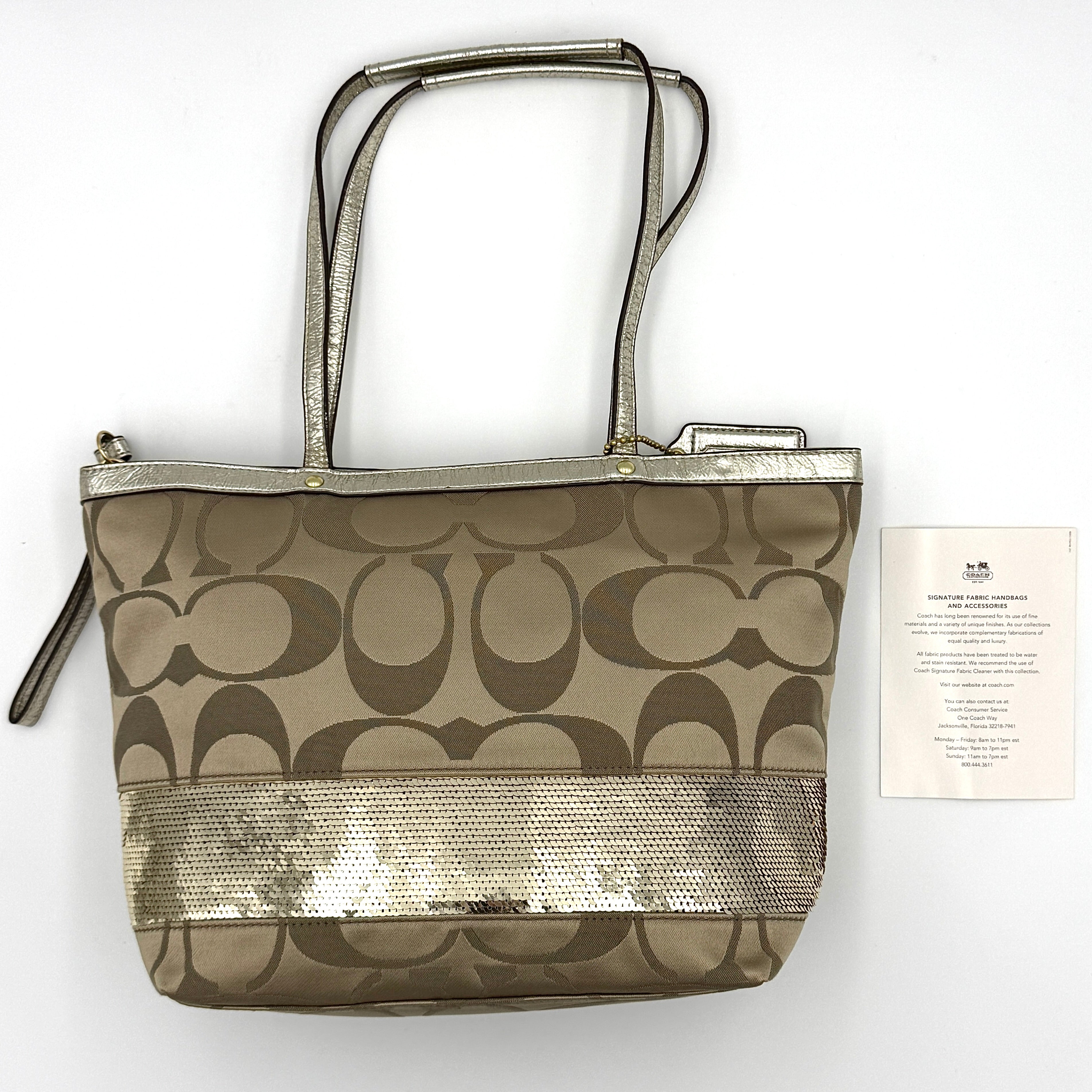 Coach Signature Stripe Tote Bag Gold/Beige