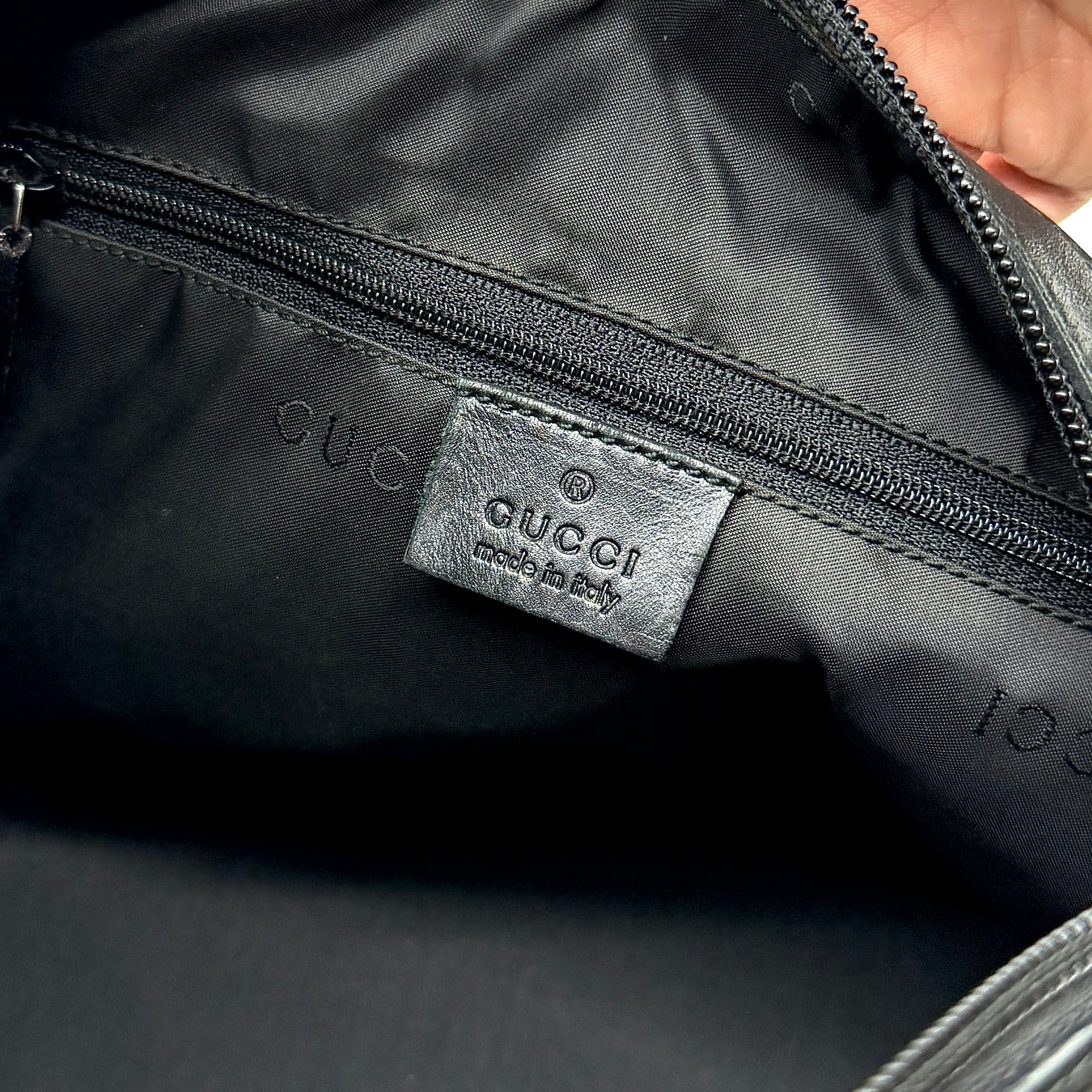 Gucci Hobo Leather Bamboo Shoulder Bag Black