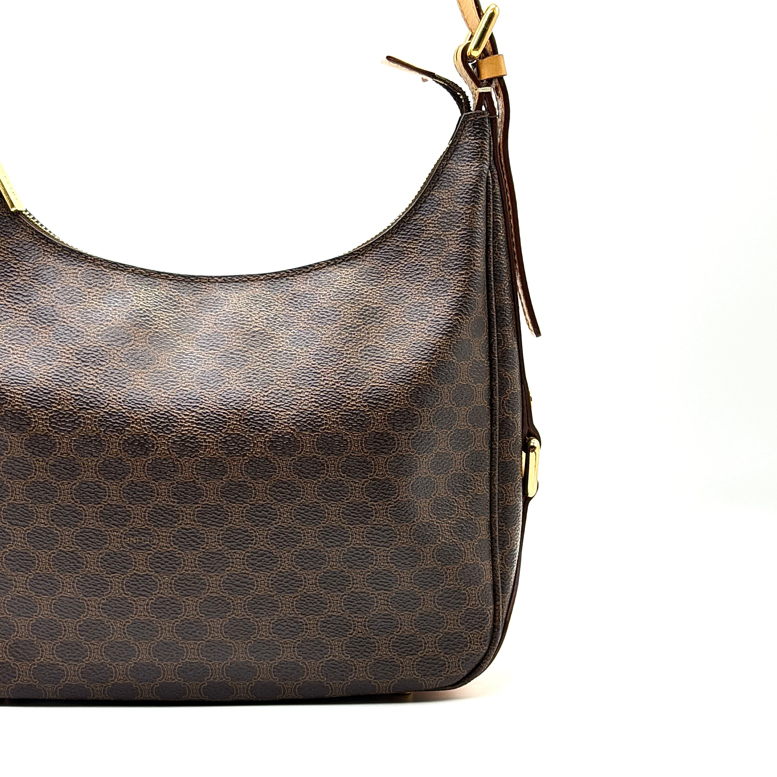 Celine Triomphe Macadam Hobo Shoulder Bag Brown