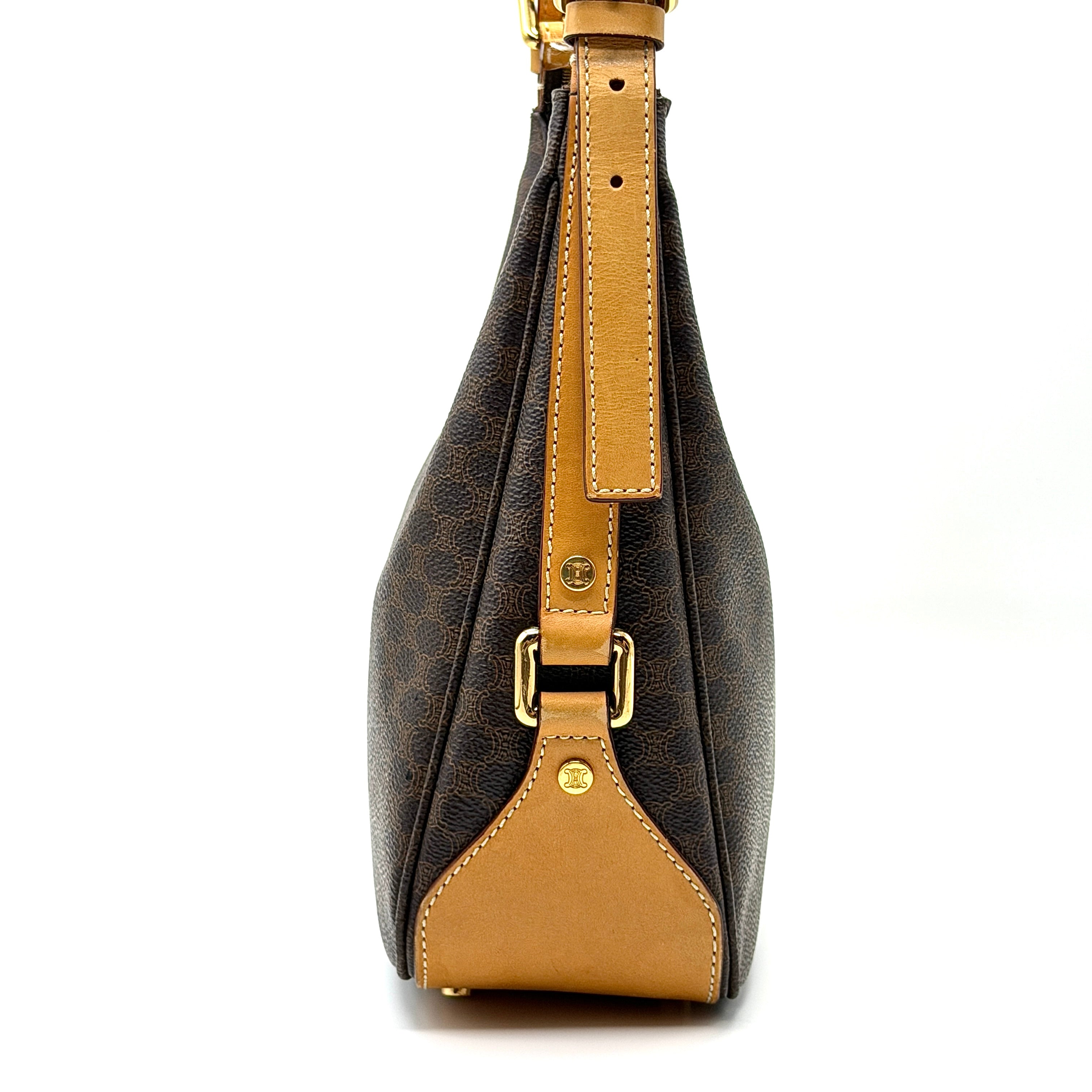 Celine Triomphe Macadam Hobo Shoulder Bag Brown