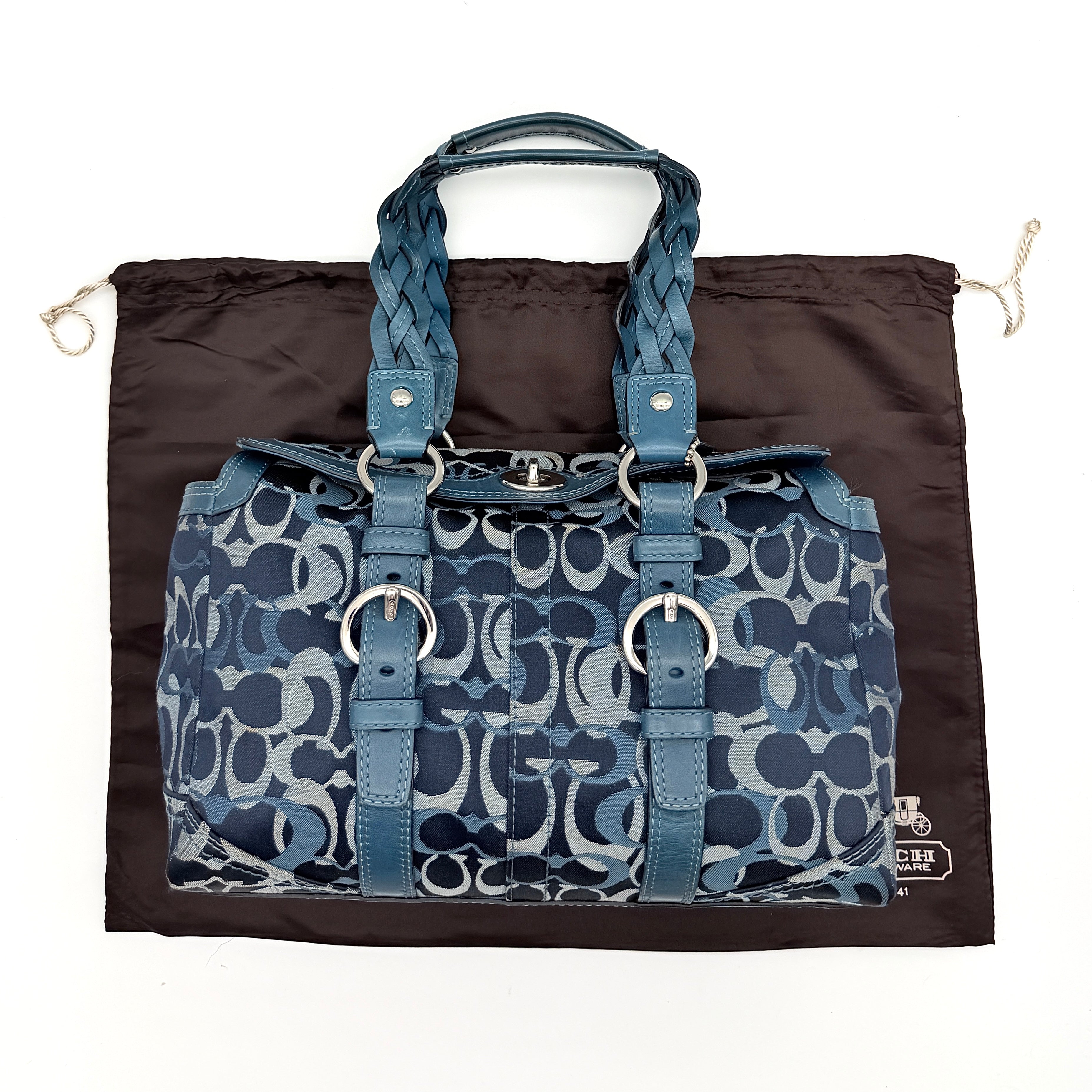 Coach Signature Chelsea Optic Satchel Shoulder Bag Blue