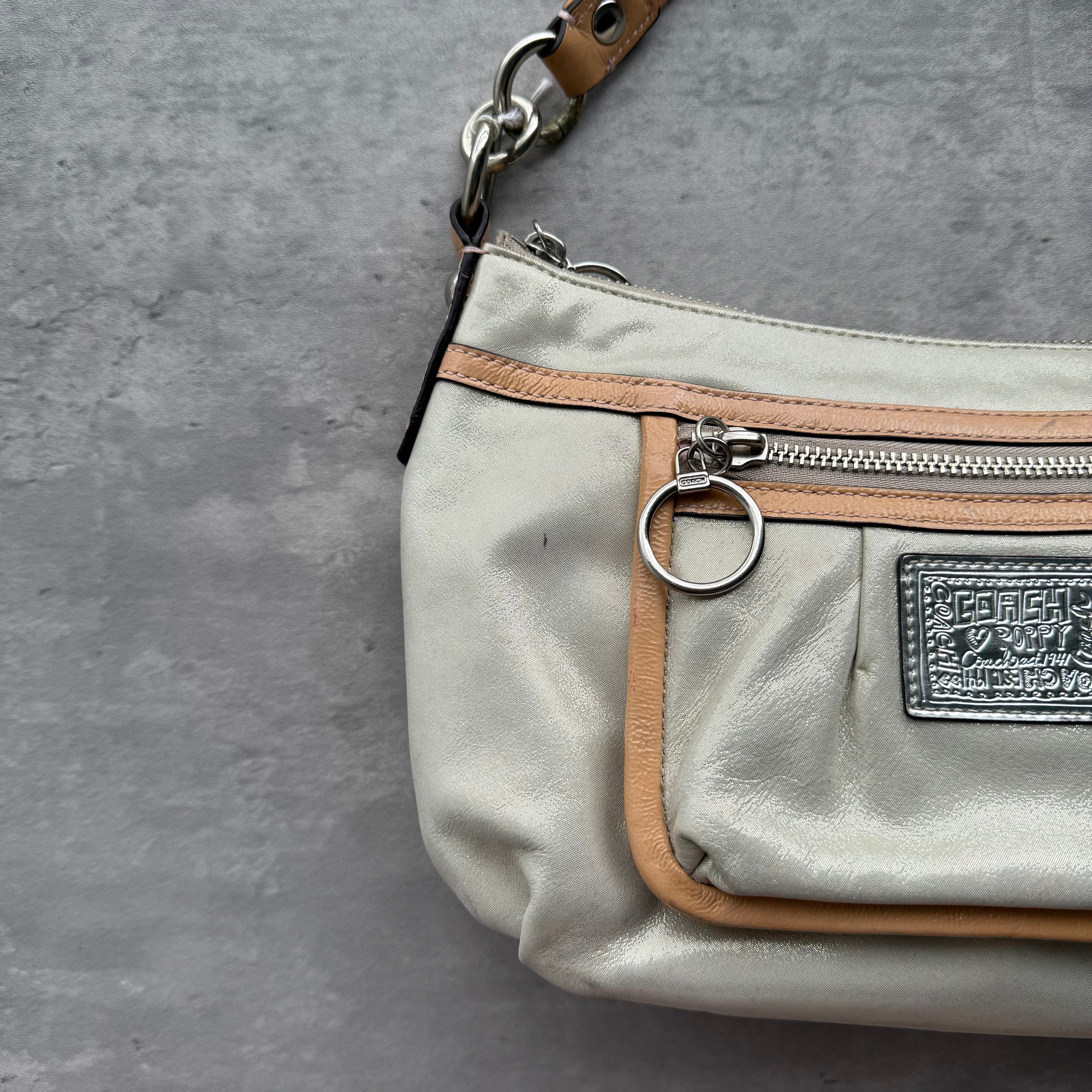 Coach Signature Poppy Shoulder Bag Silver/Tan