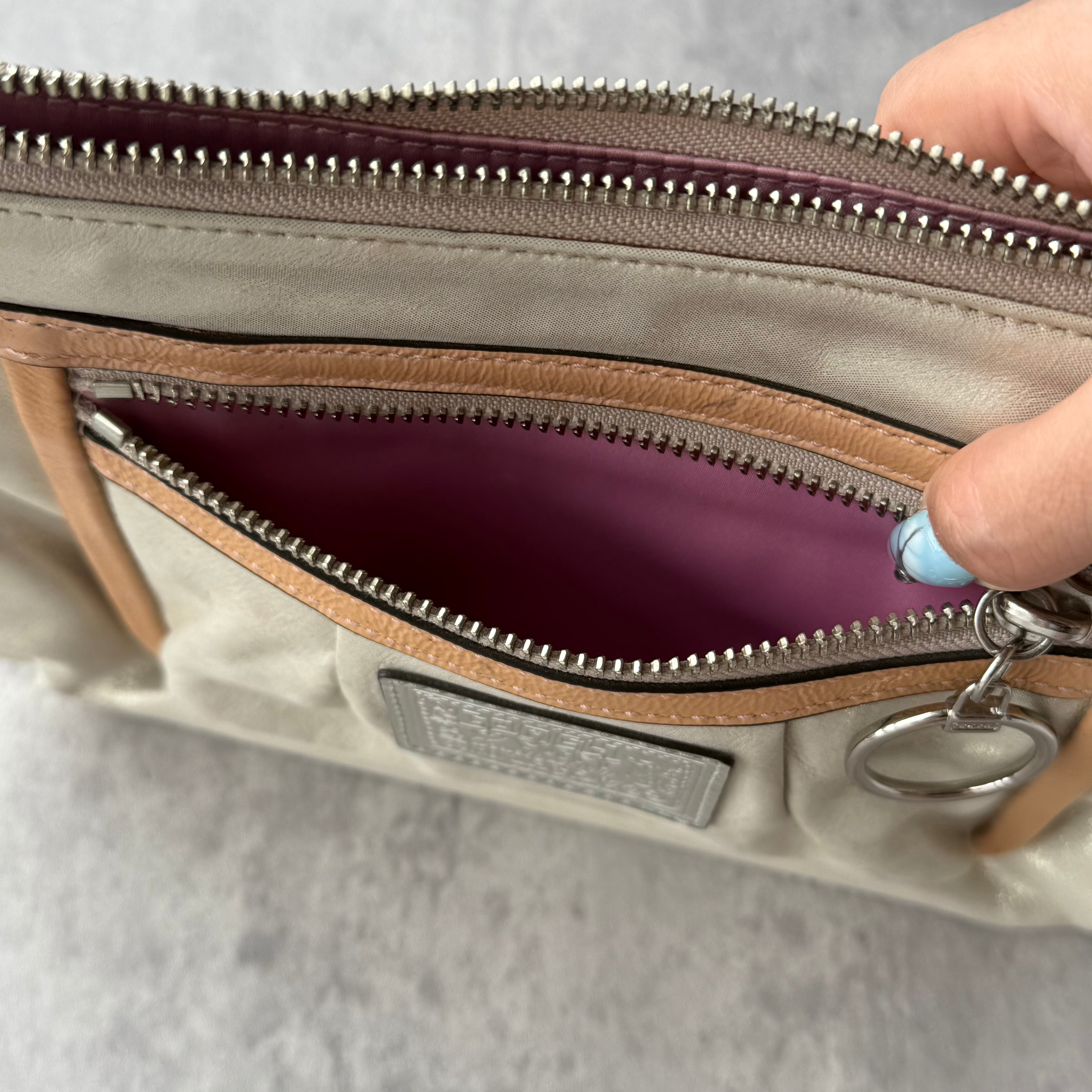 Coach Signature Poppy Shoulder Bag Silver/Tan