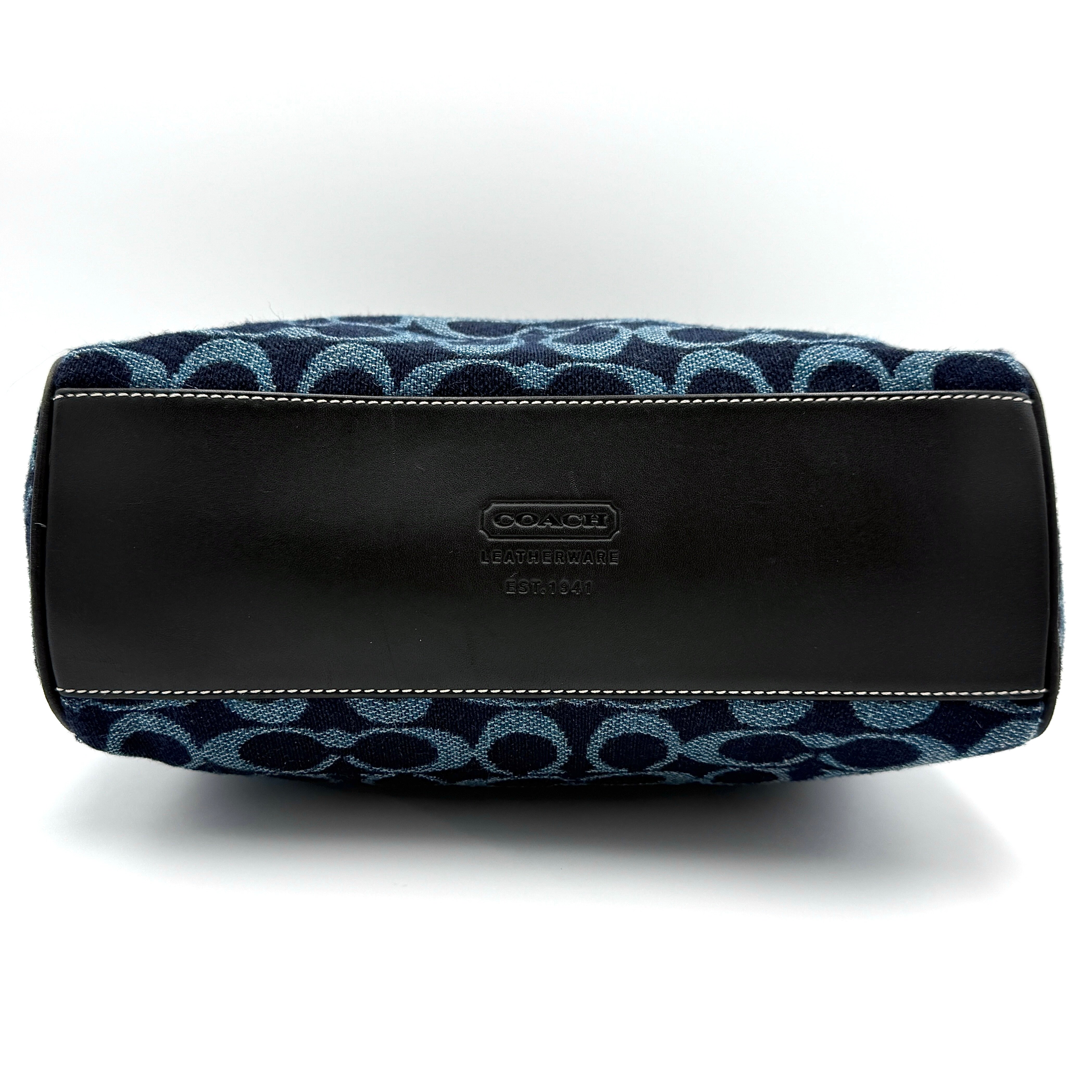Coach Y2K Denim Wool Tote Bag Blue