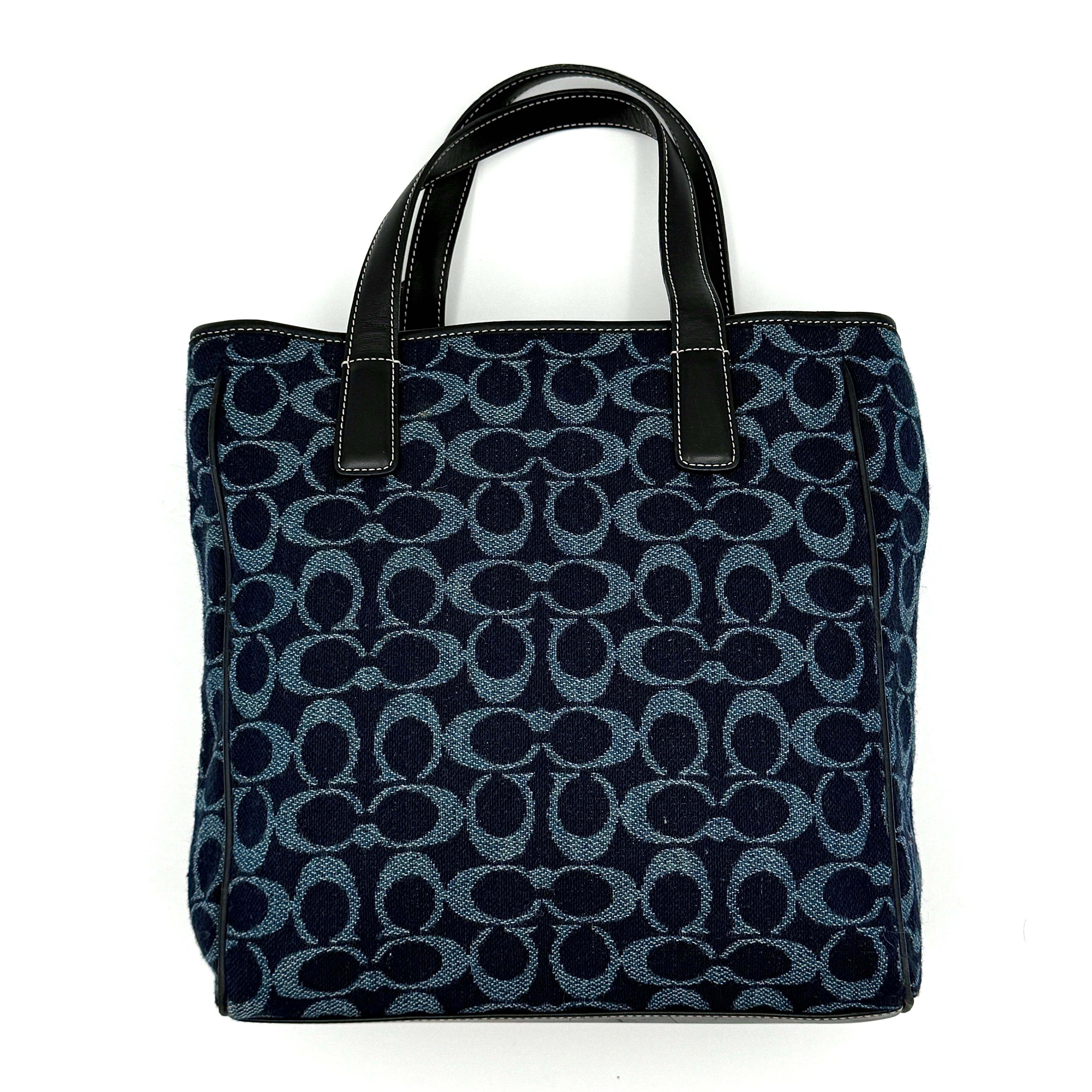 Coach Y2K Denim Wool Tote Bag Blue