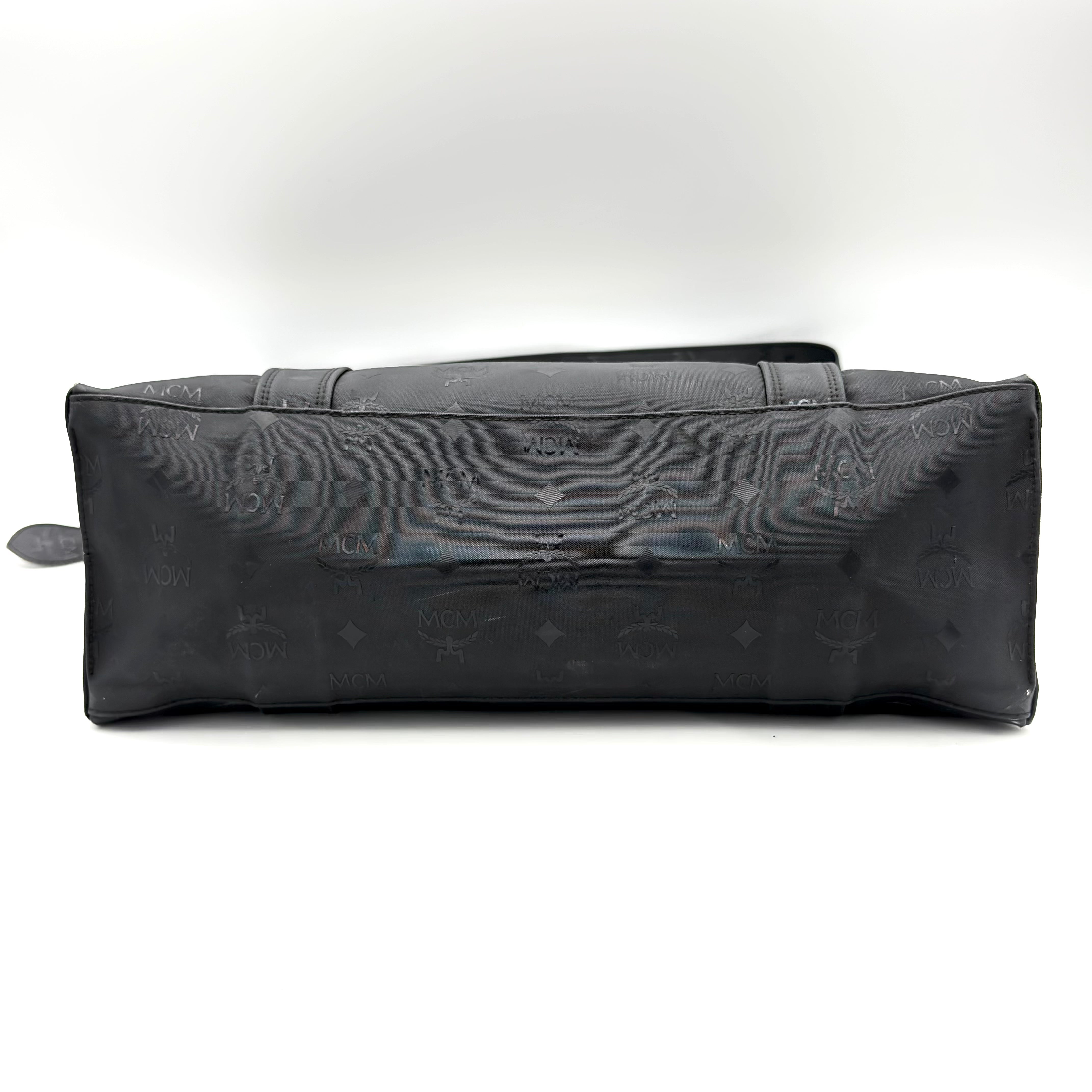 MCM Visetos Monogram Nylon Tote Bag Black