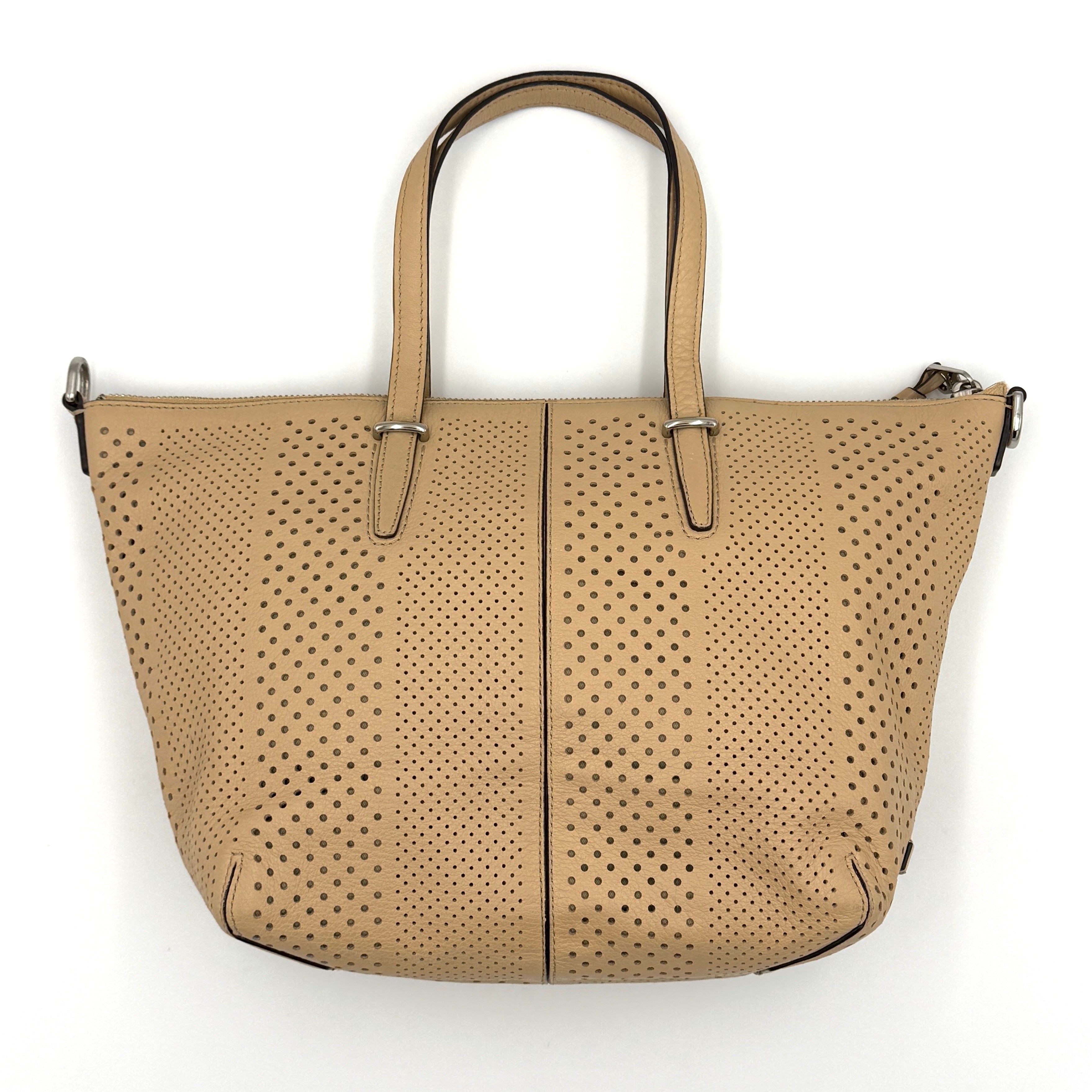 Coach 2Way Bleecker Cooper Perforated Satchel Tote Bag Tan