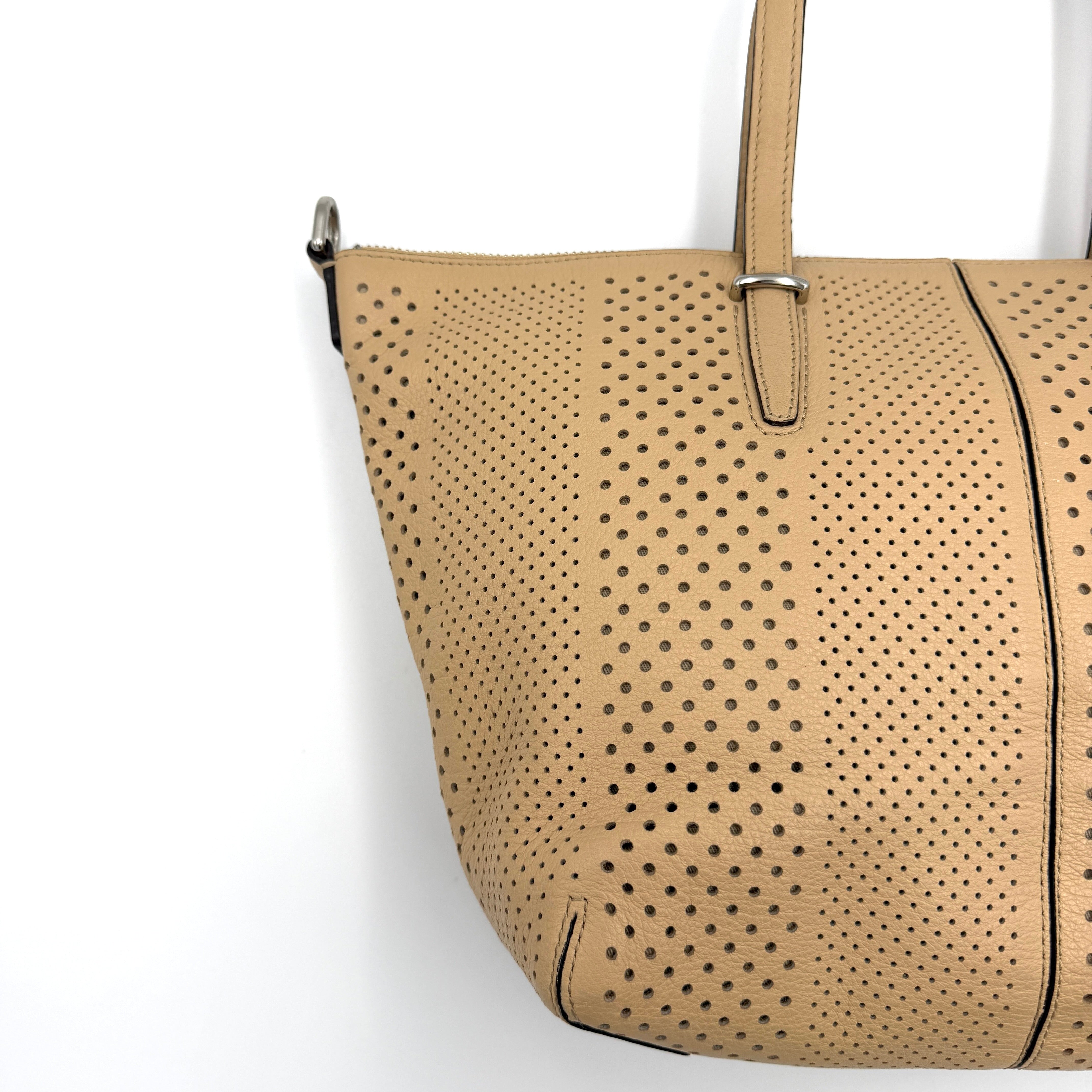 Coach 2Way Bleecker Cooper Perforated Satchel Tote Bag Tan