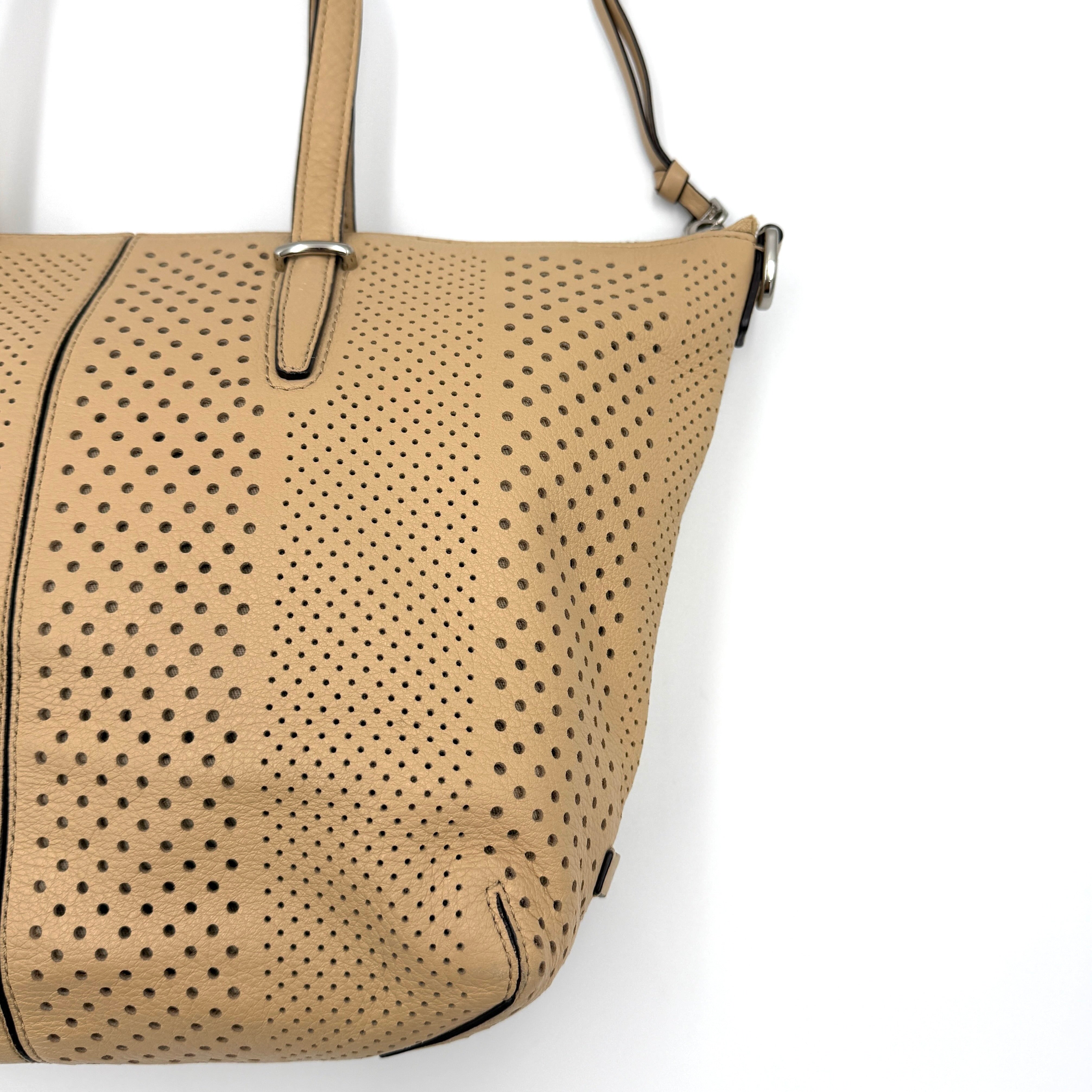 Coach 2Way Bleecker Cooper Perforated Satchel Tote Bag Tan
