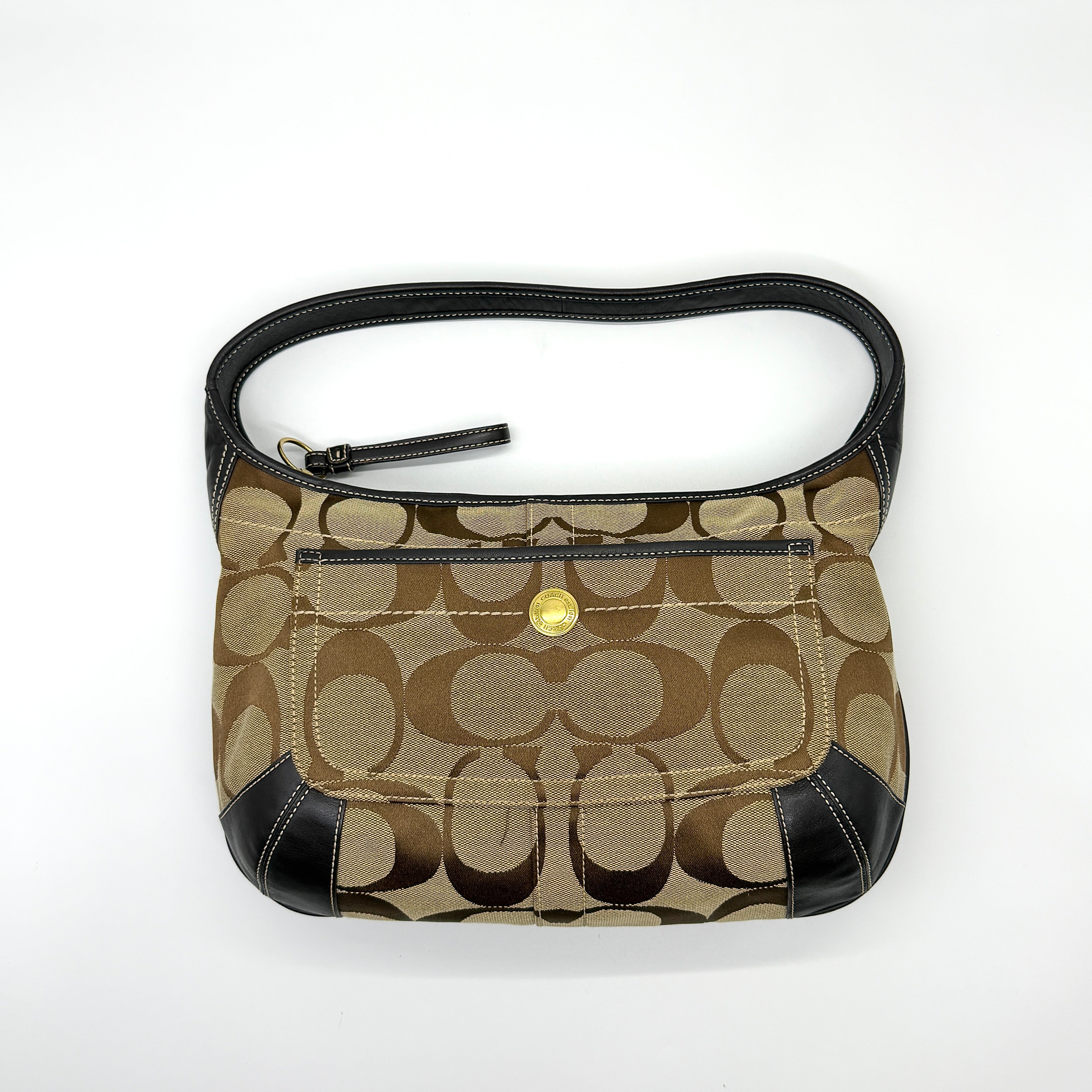 Coach Signature Ergo Shoulder Bag Beige/Black