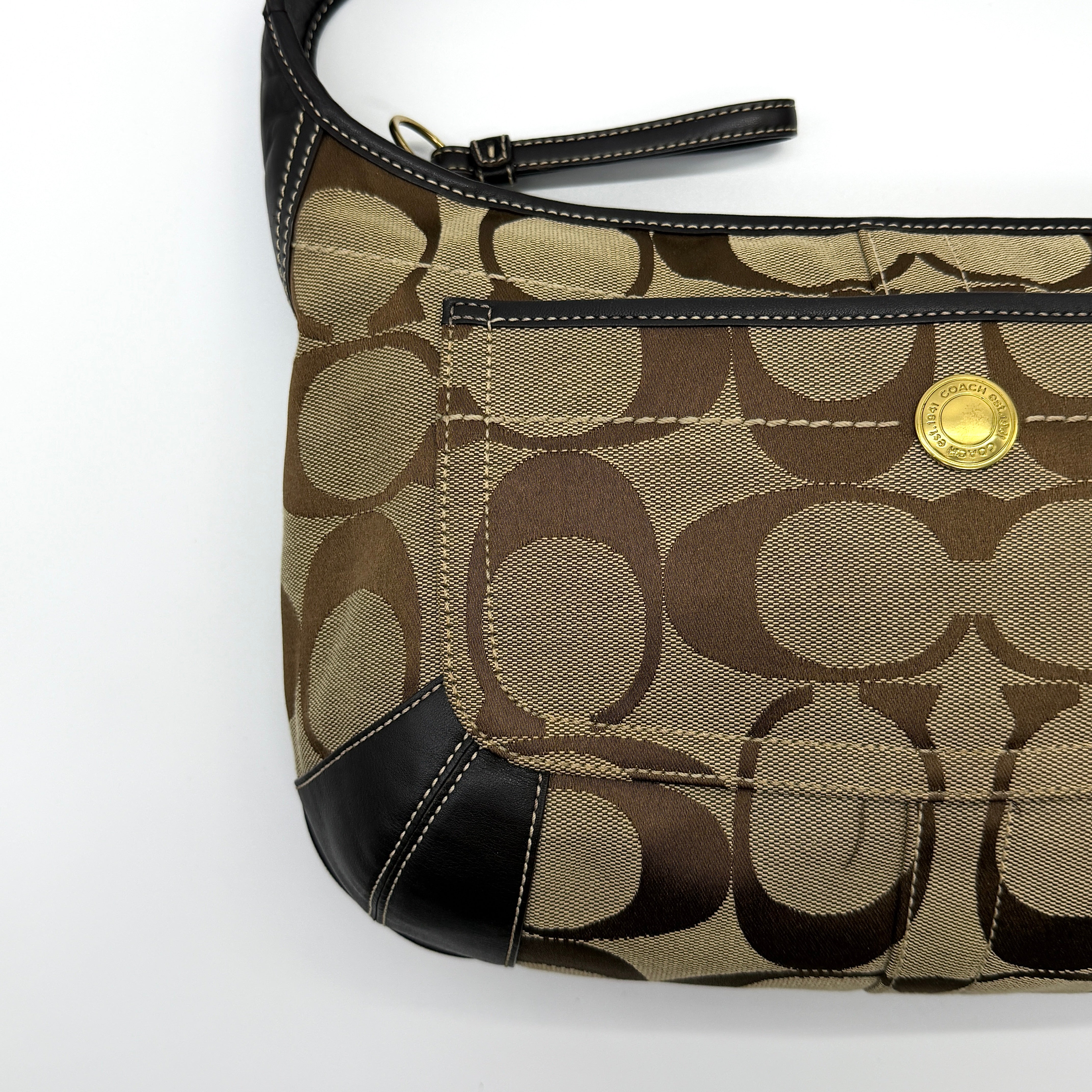 Coach Signature Ergo Shoulder Bag Beige/Black