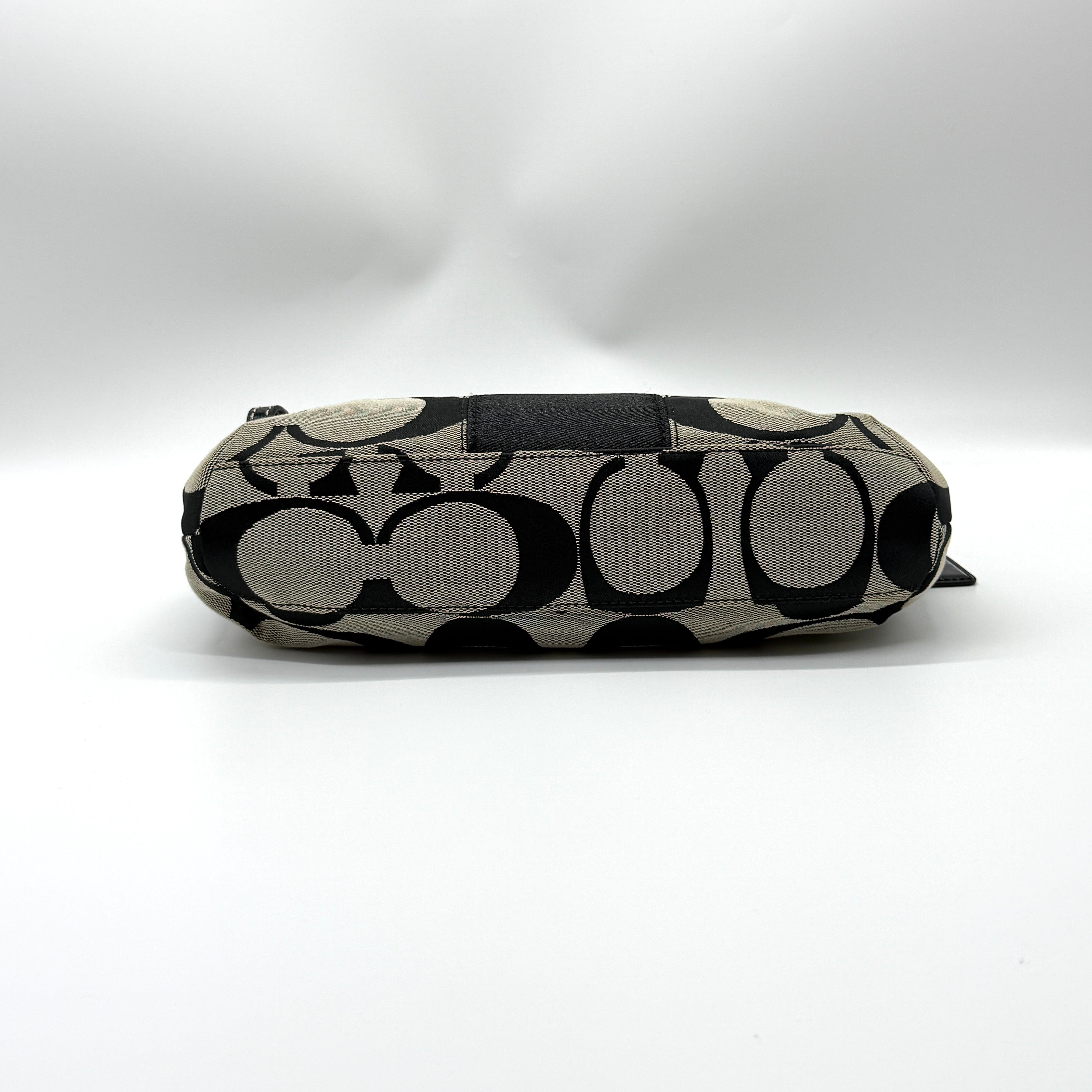 Coach 2Way Signature Strip Shoulder Bag Grey/Black