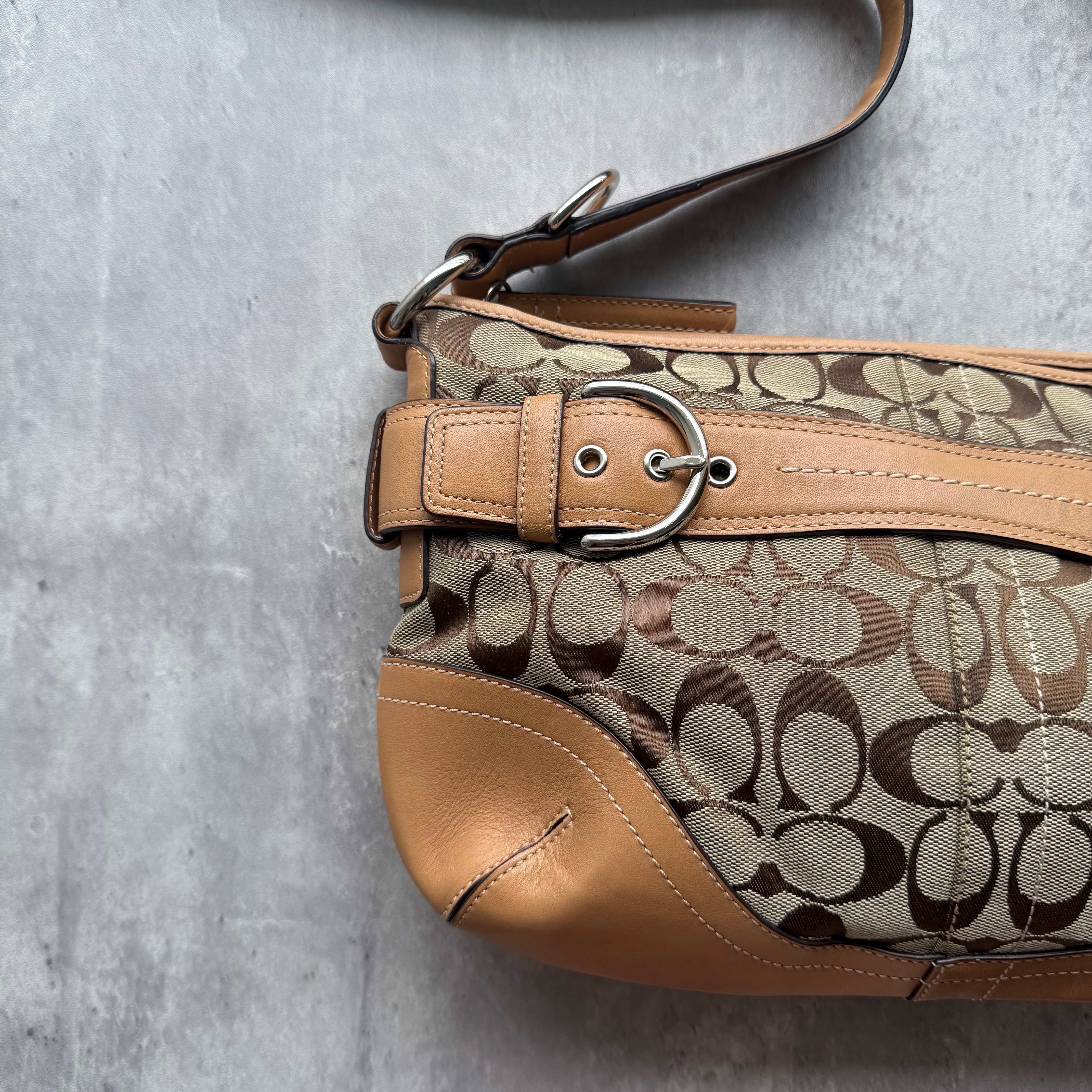 Coach 2Way Signature Sufflette Crossbody Bag Beige