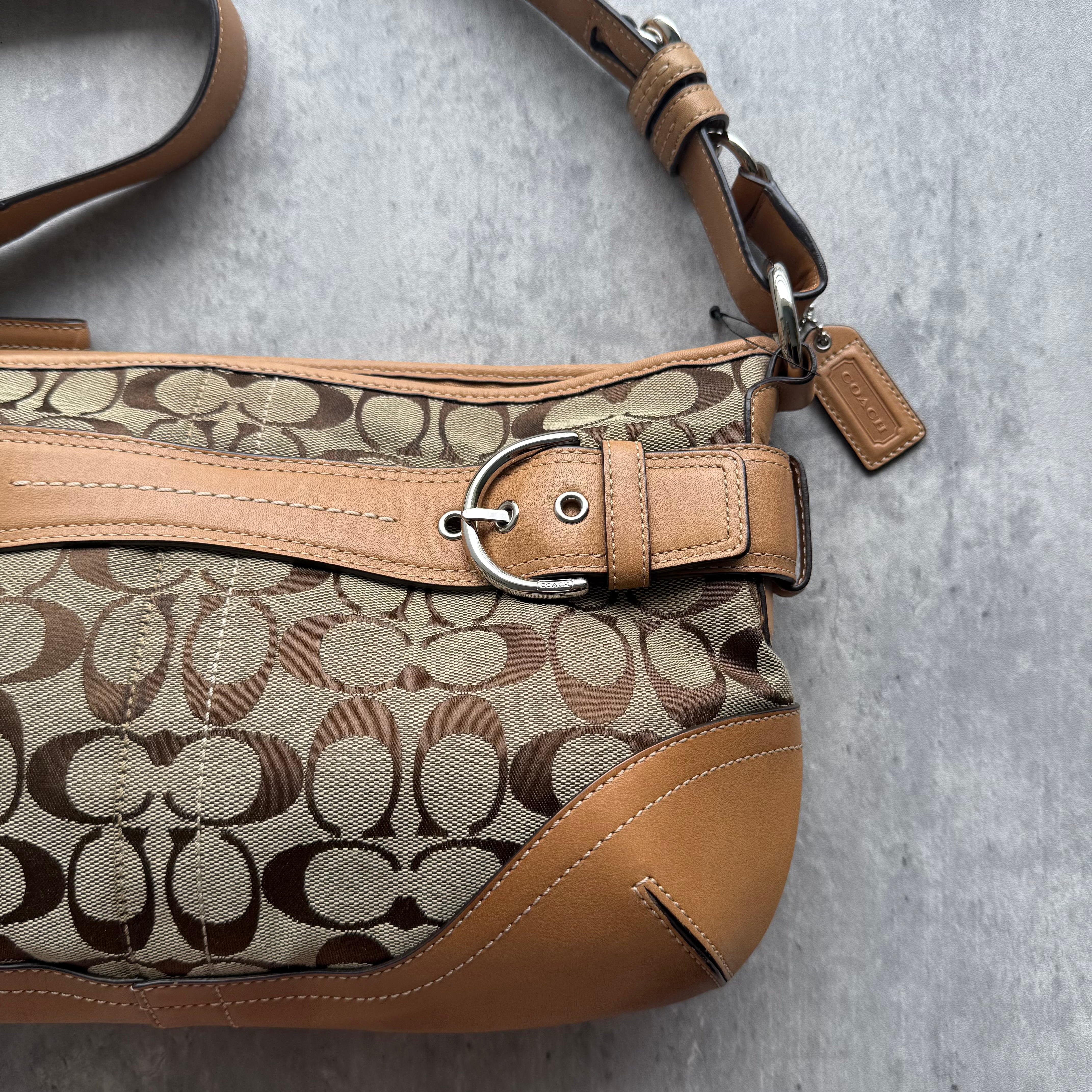 Coach 2Way Signature Sufflette Crossbody Bag Beige