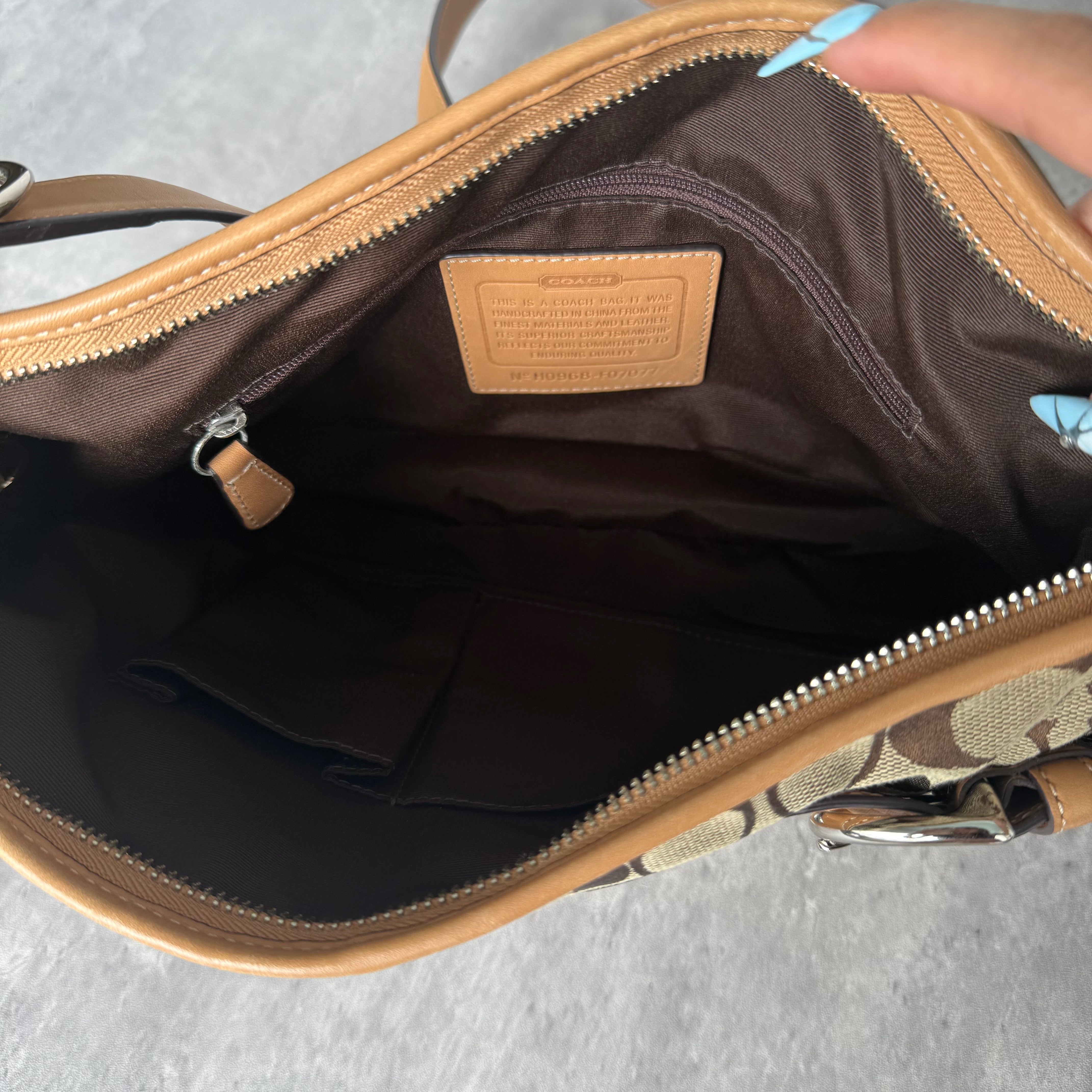 Coach 2Way Signature Sufflette Crossbody Bag Beige