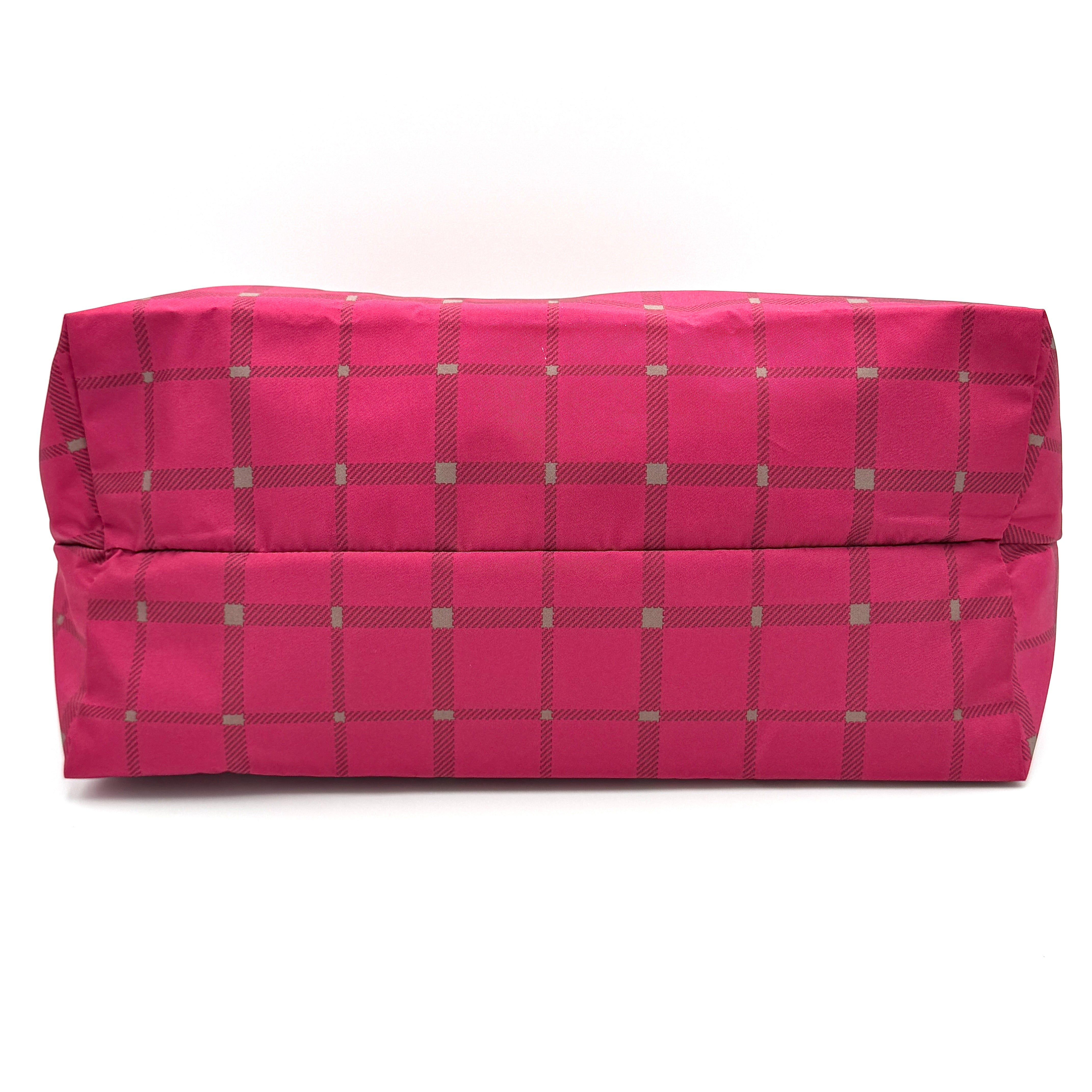 Coach Signature Getaway Weekender Plaid Nylon Tote Bag Pink