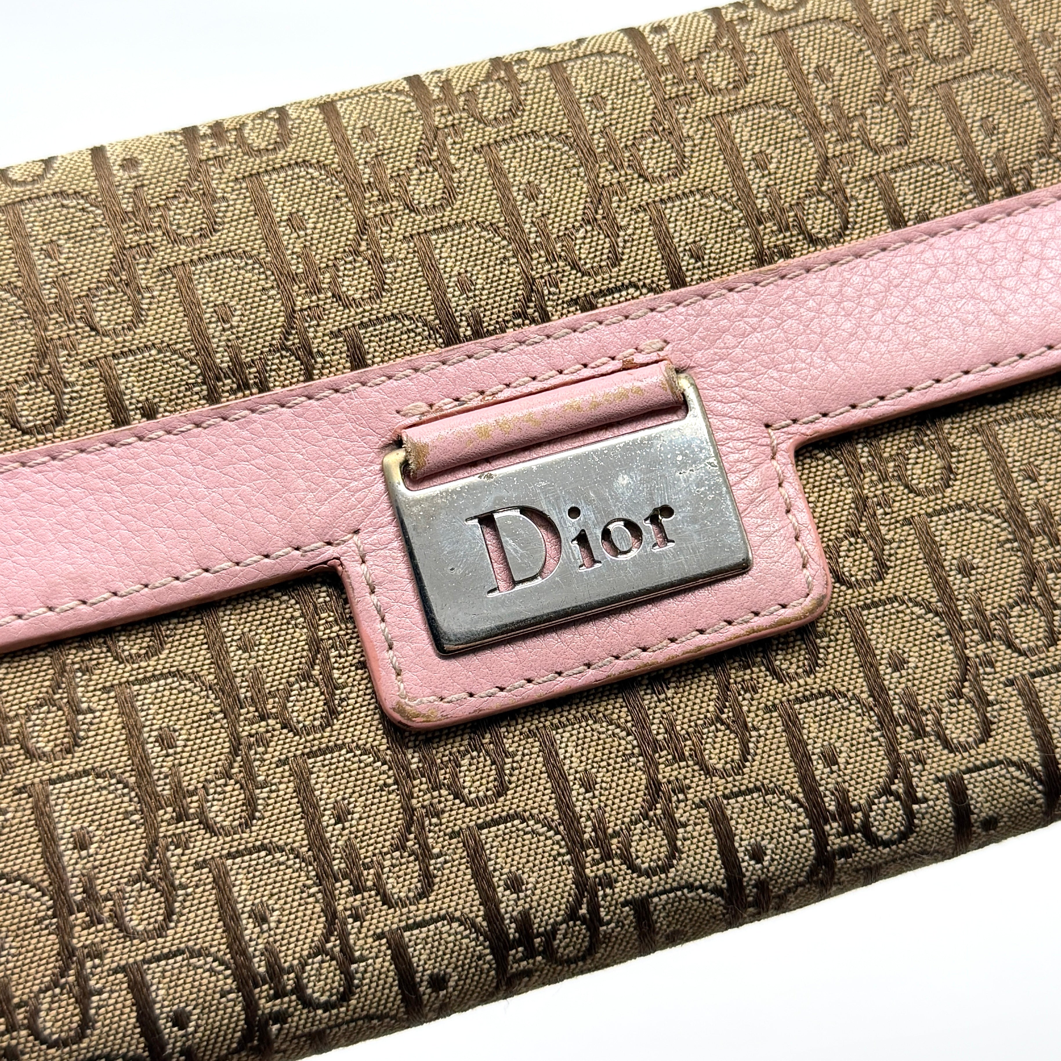 Dior Bi-Fold Long Wallet Beige/Pink