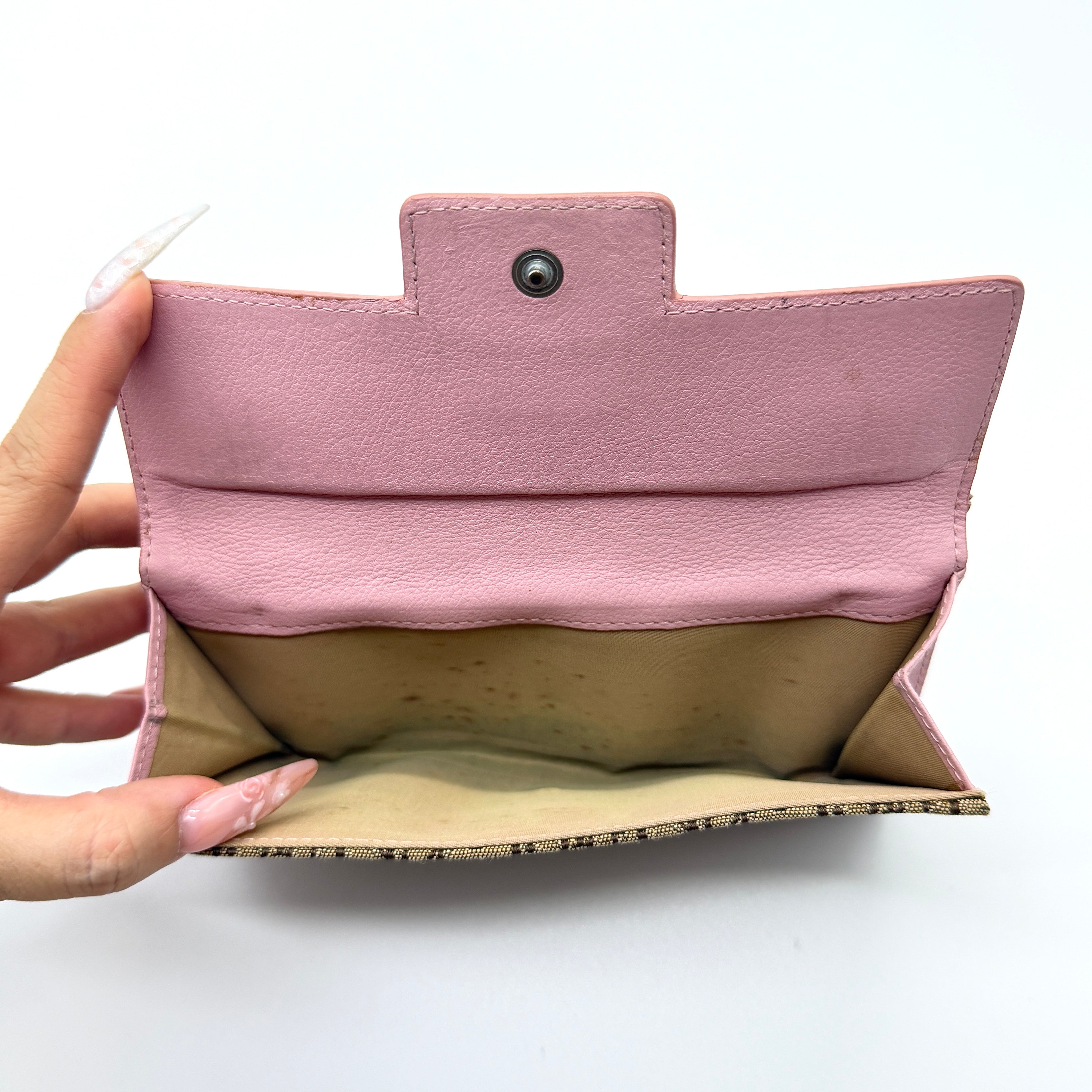 Dior Bi-Fold Long Wallet Beige/Pink