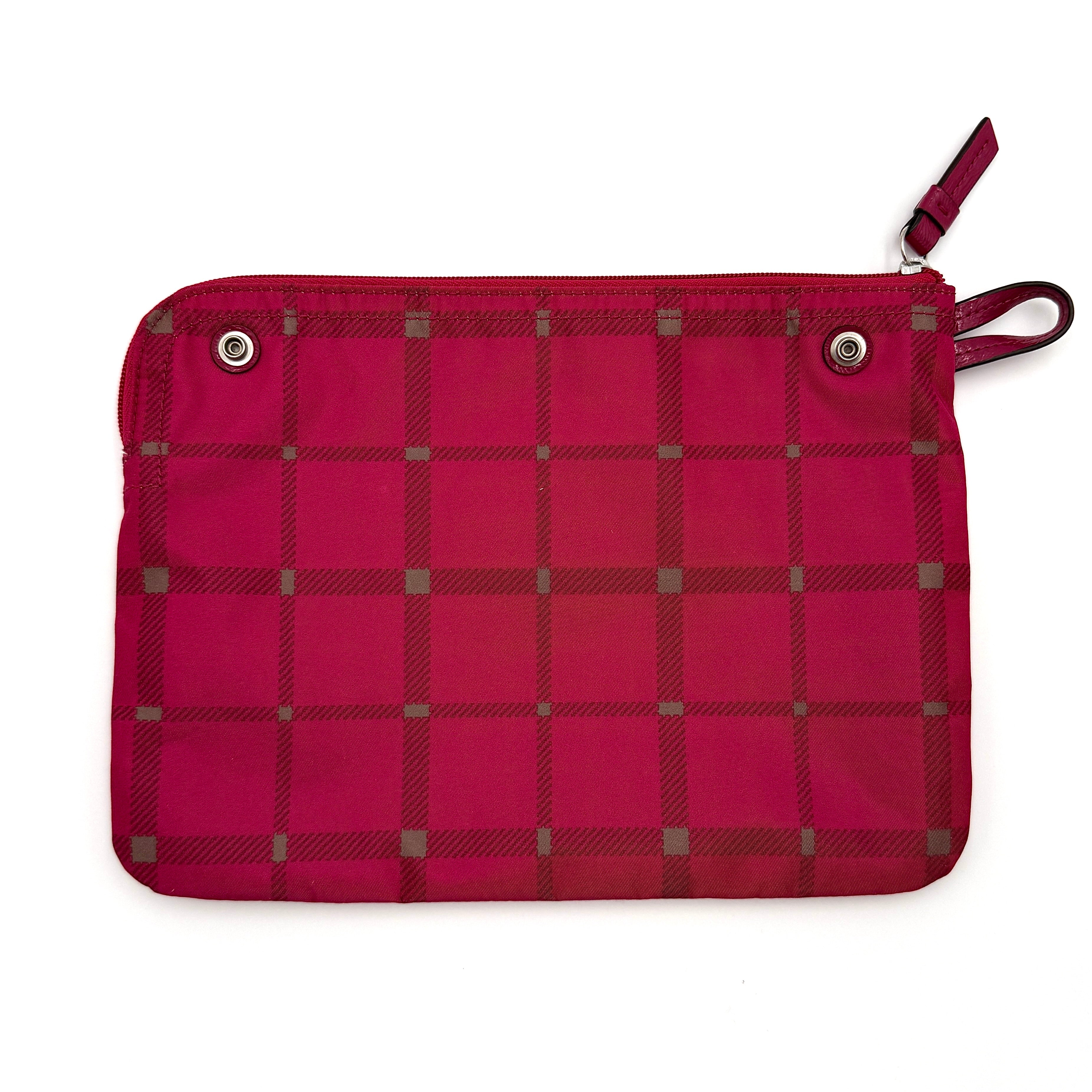 Coach Signature Getaway Weekender Plaid Nylon Tote Bag Pink