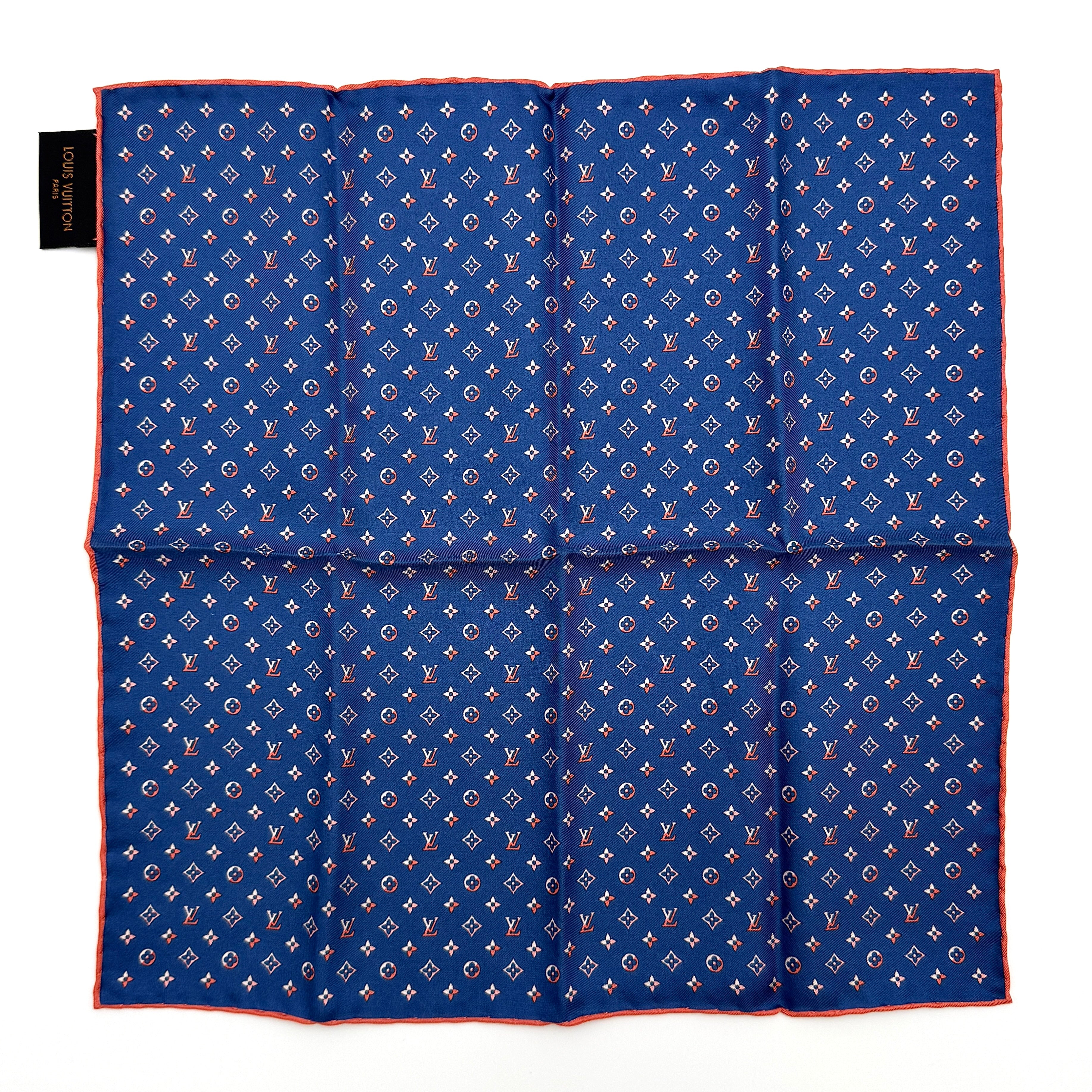 Louis Vuitton Monogram Silk Scarf Navy Blue