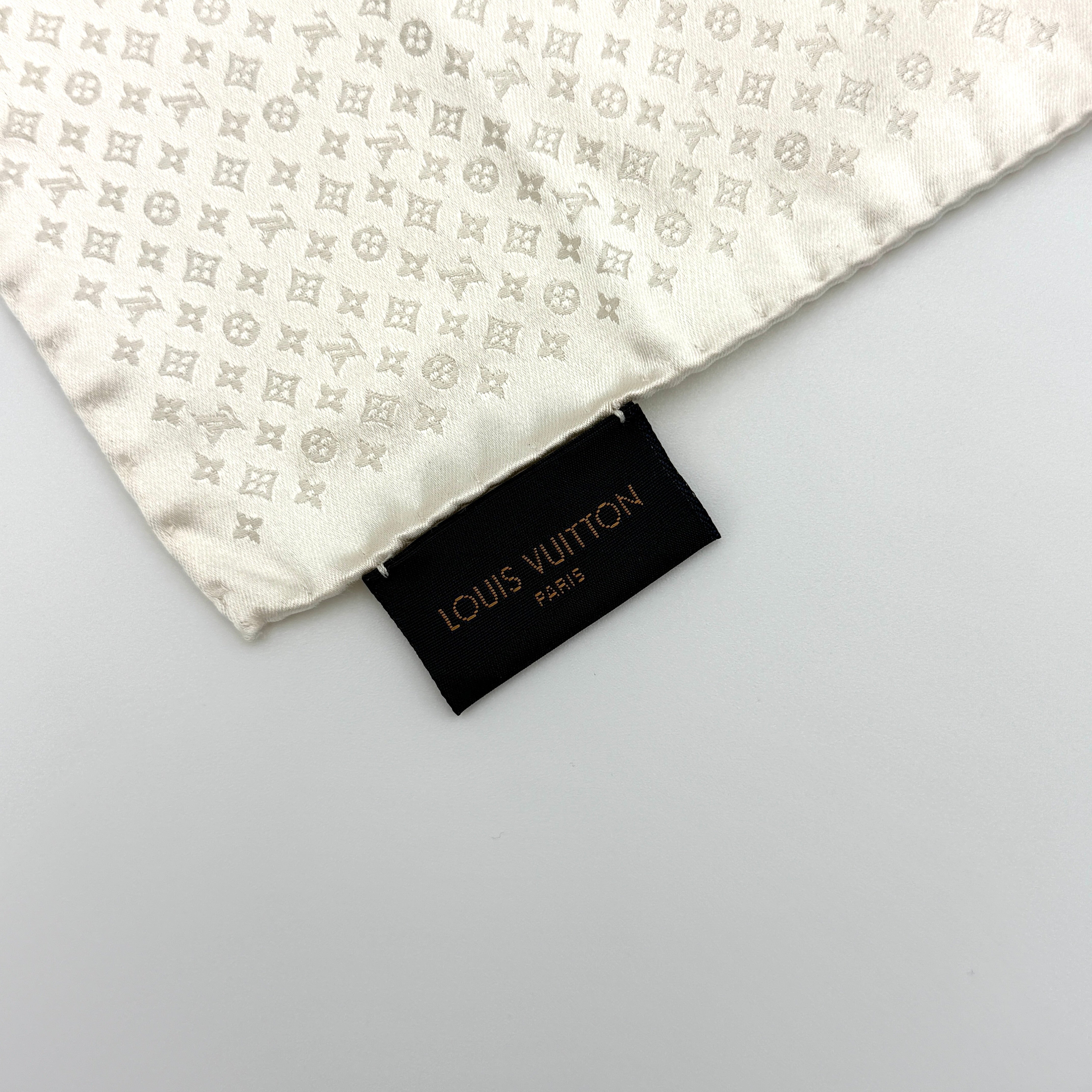 Louis Vuitton Monogram Silk Scarf Cream
