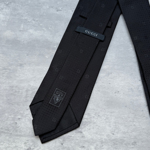 Gucci G Logo Silk Neck Tie Black