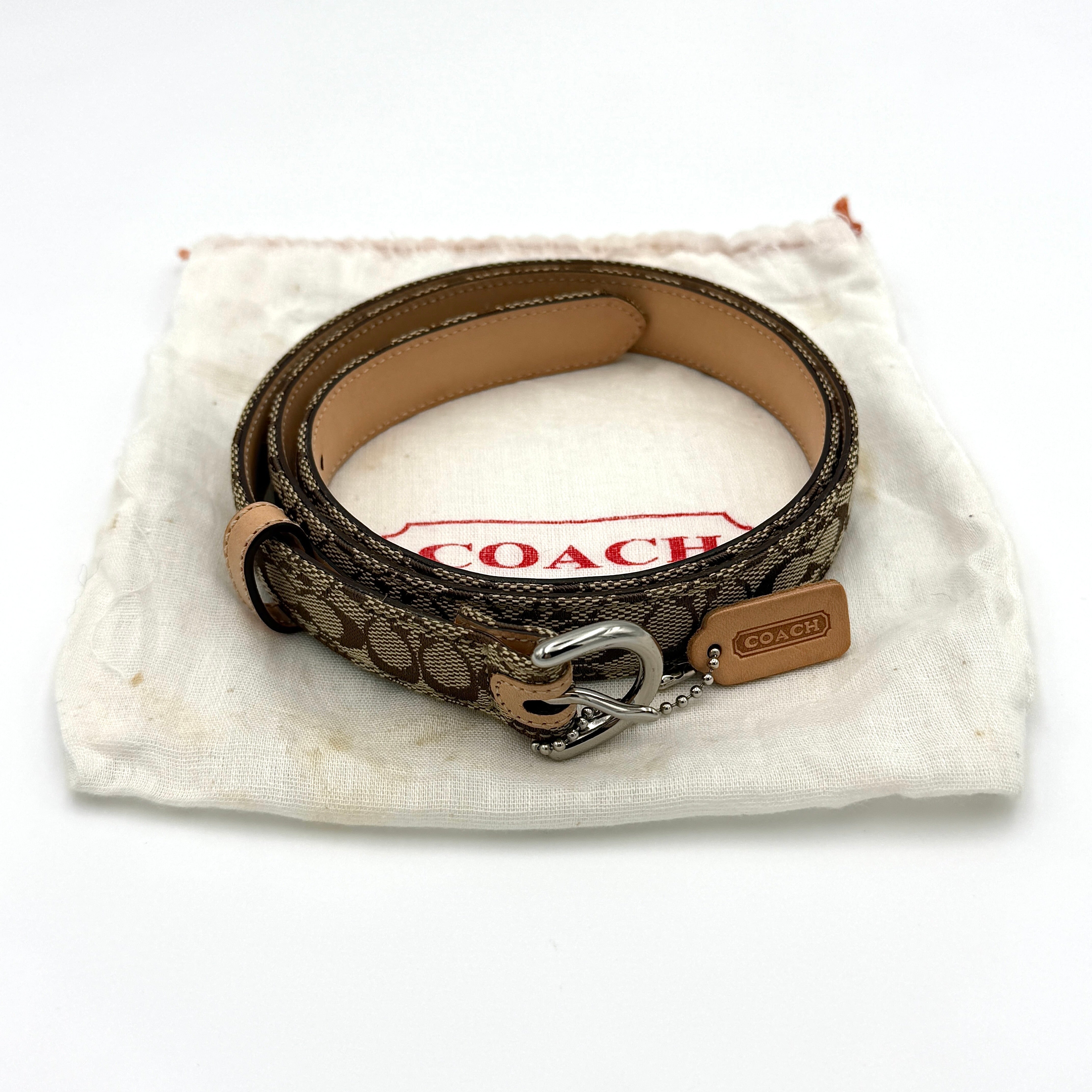 Coach Signature Canvas Buckle Belt Beige/Tan