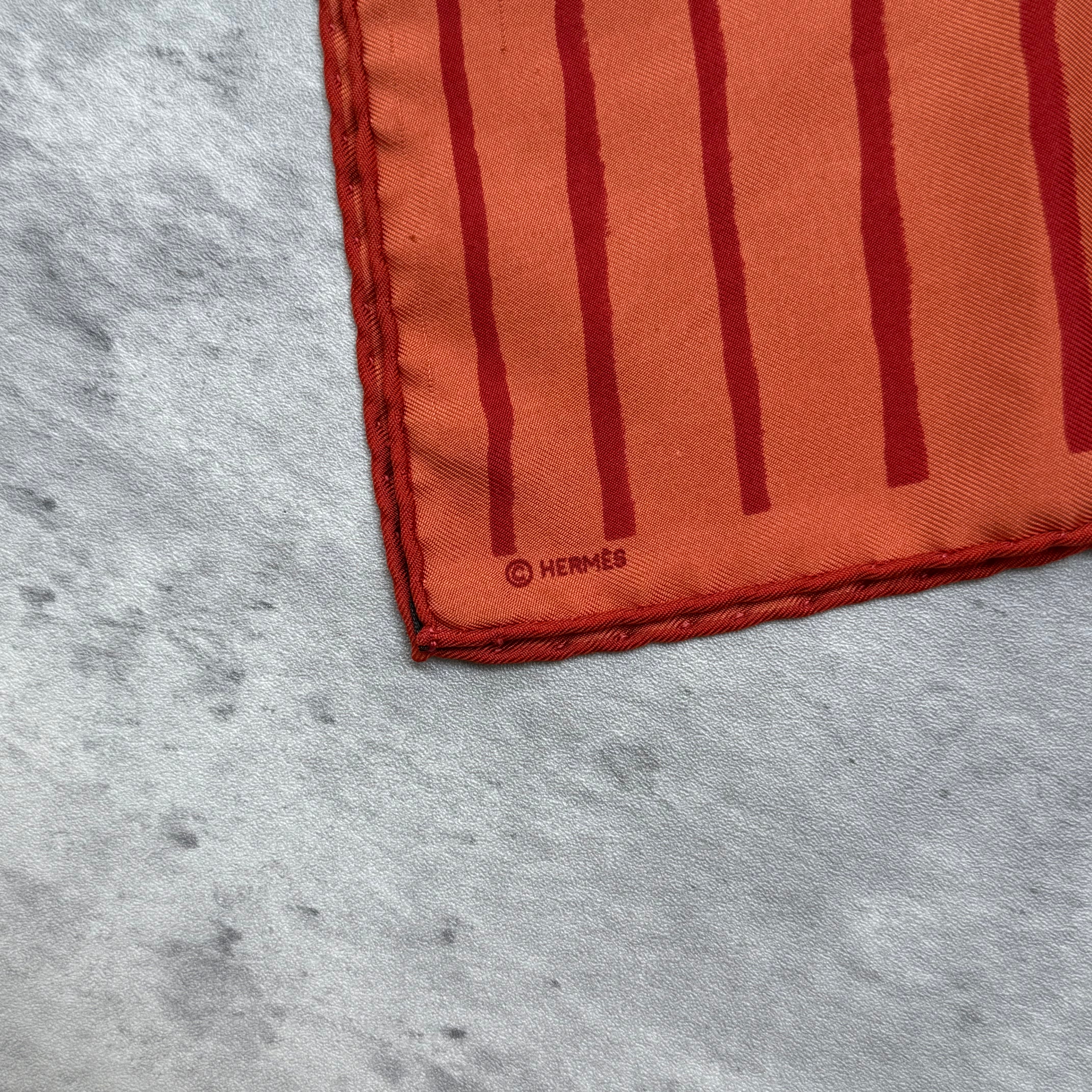 Hermès Paris Stripes Silk Scarf Orange