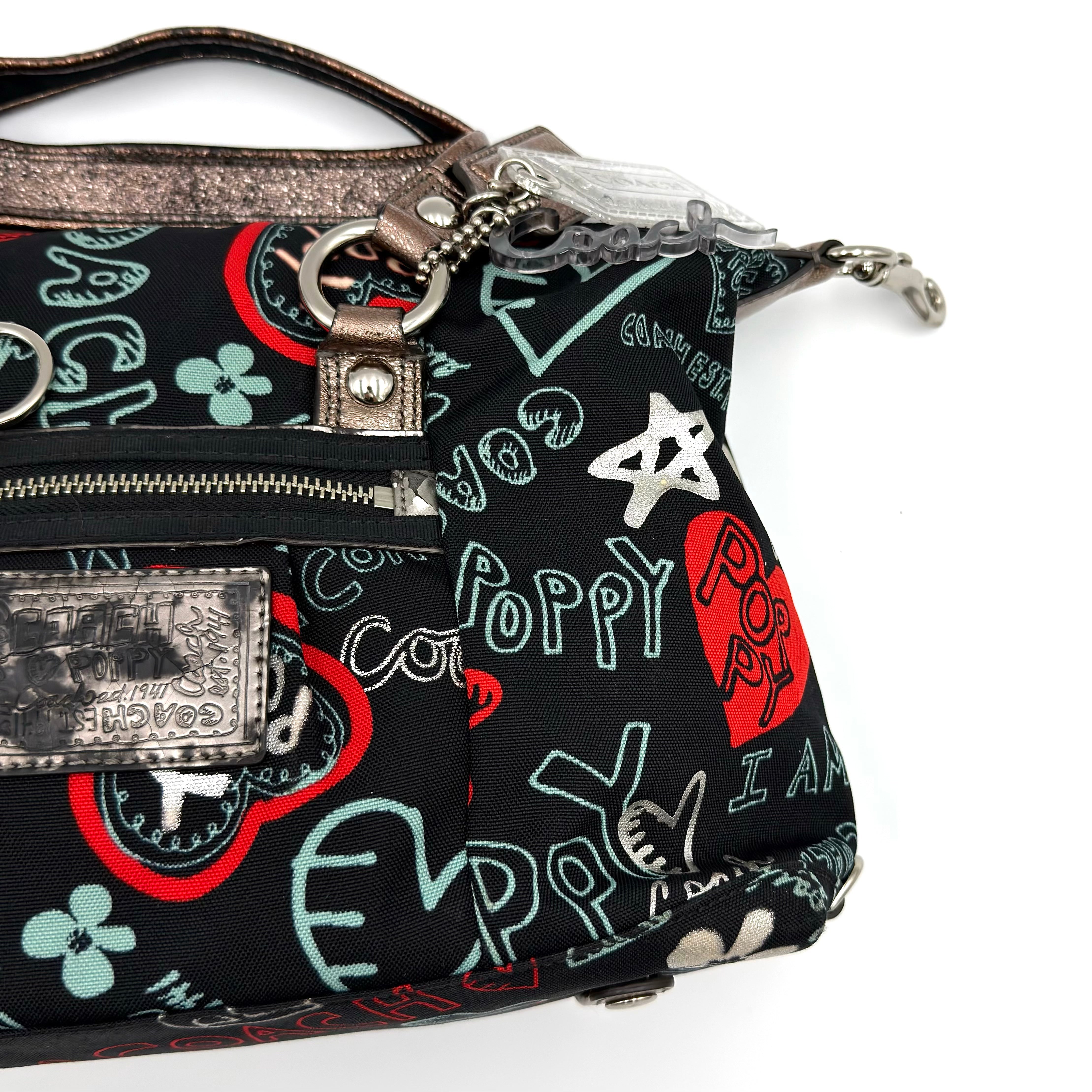 Coach 2Way Poppy Graffiti Lurex Shoulder Bag Multicolor