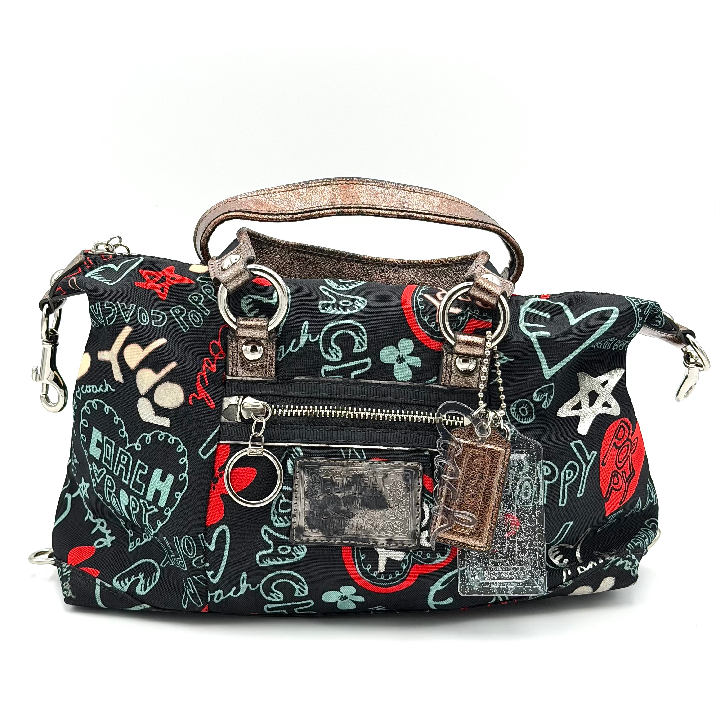 Coach 2Way Poppy Graffiti Lurex Shoulder Bag Multicolor