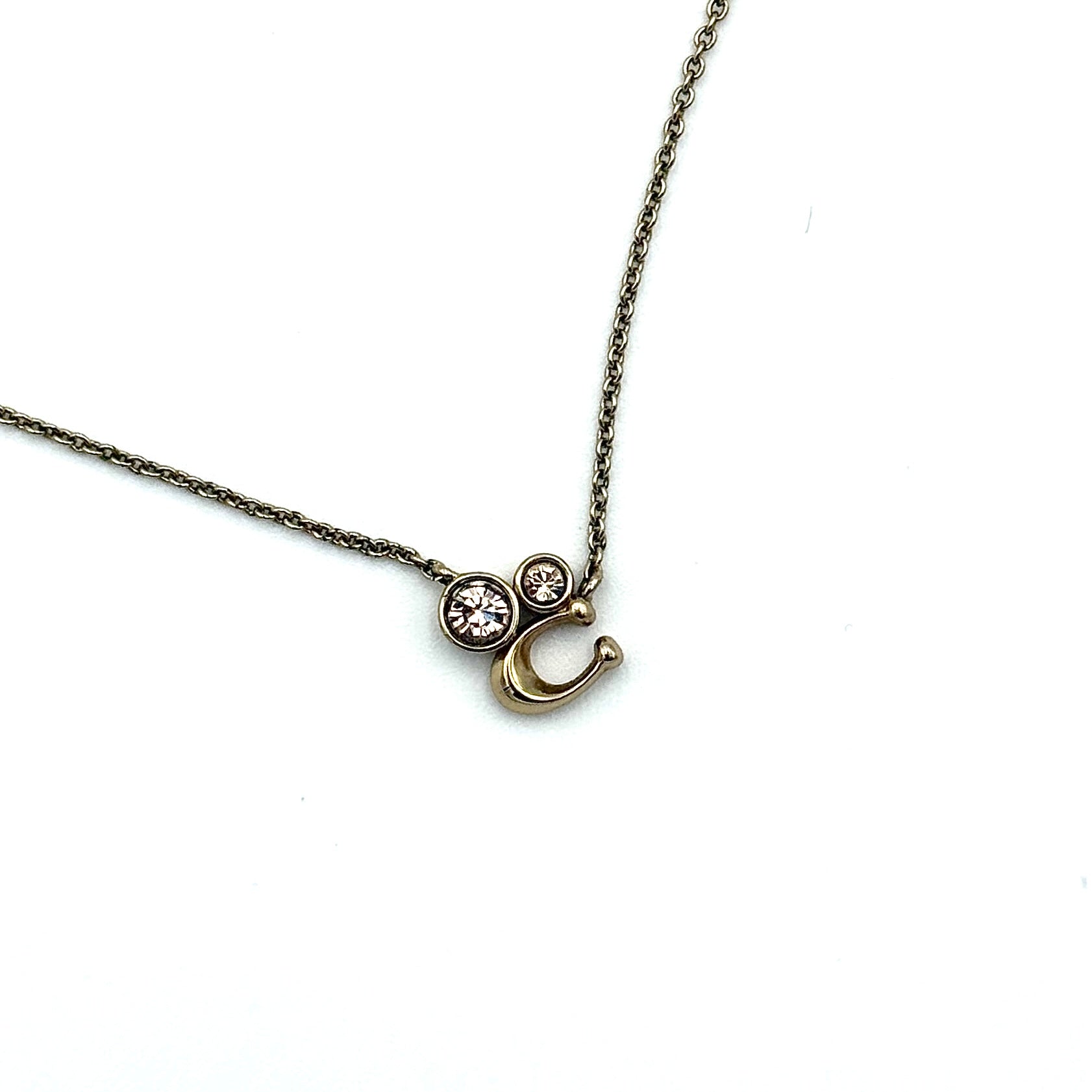 Coach Signature Crystal Cluster Necklace Gold