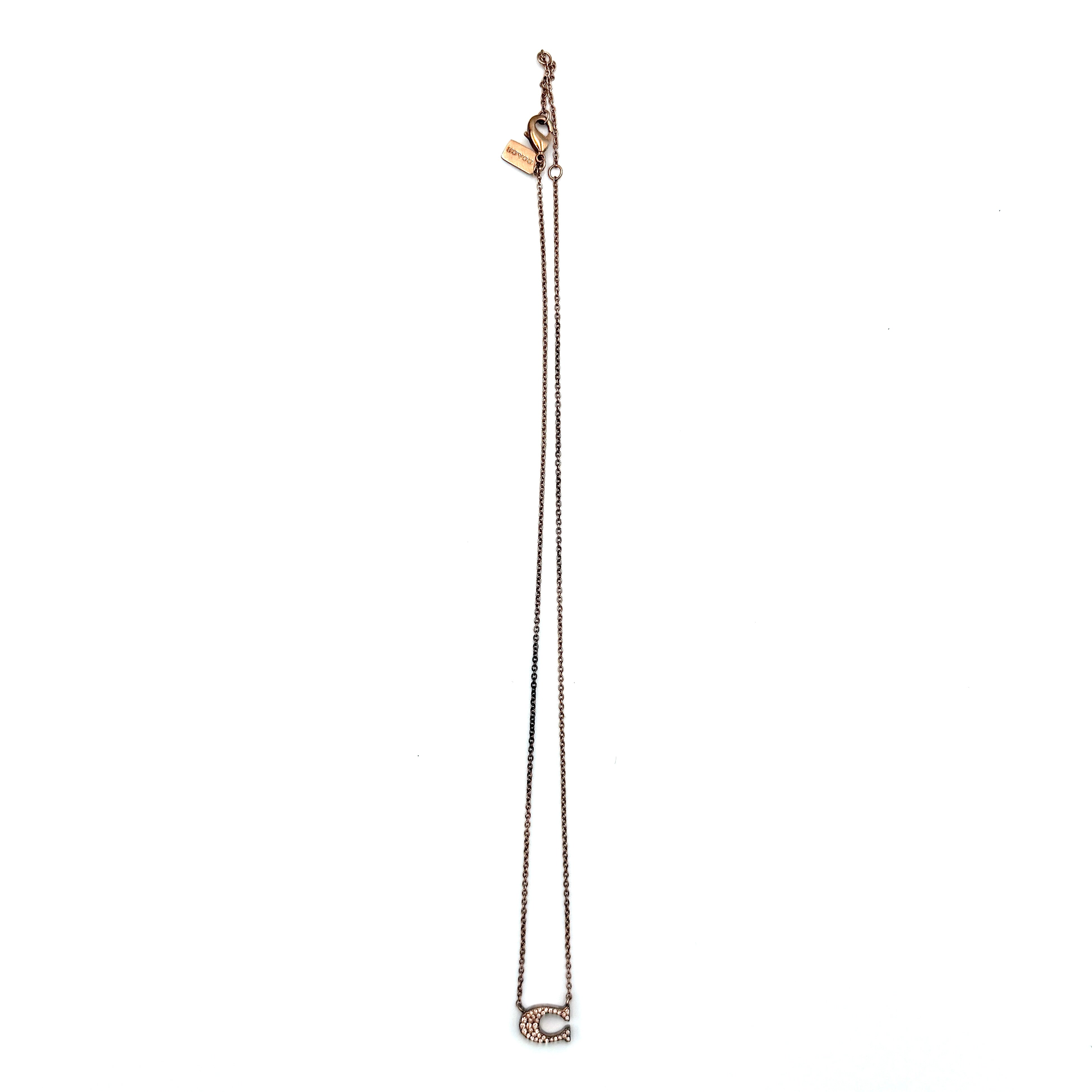 Coach Signature Pave Necklace Rose Gold