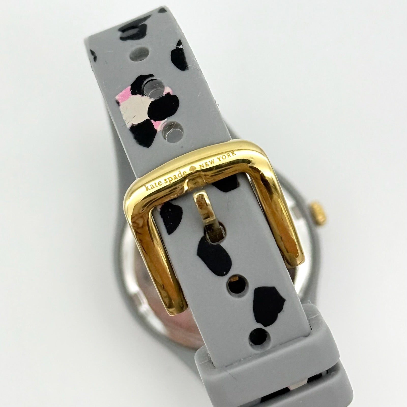 Kate Spade Rumsey Leopard Silicone Gold Tone Watch Grey