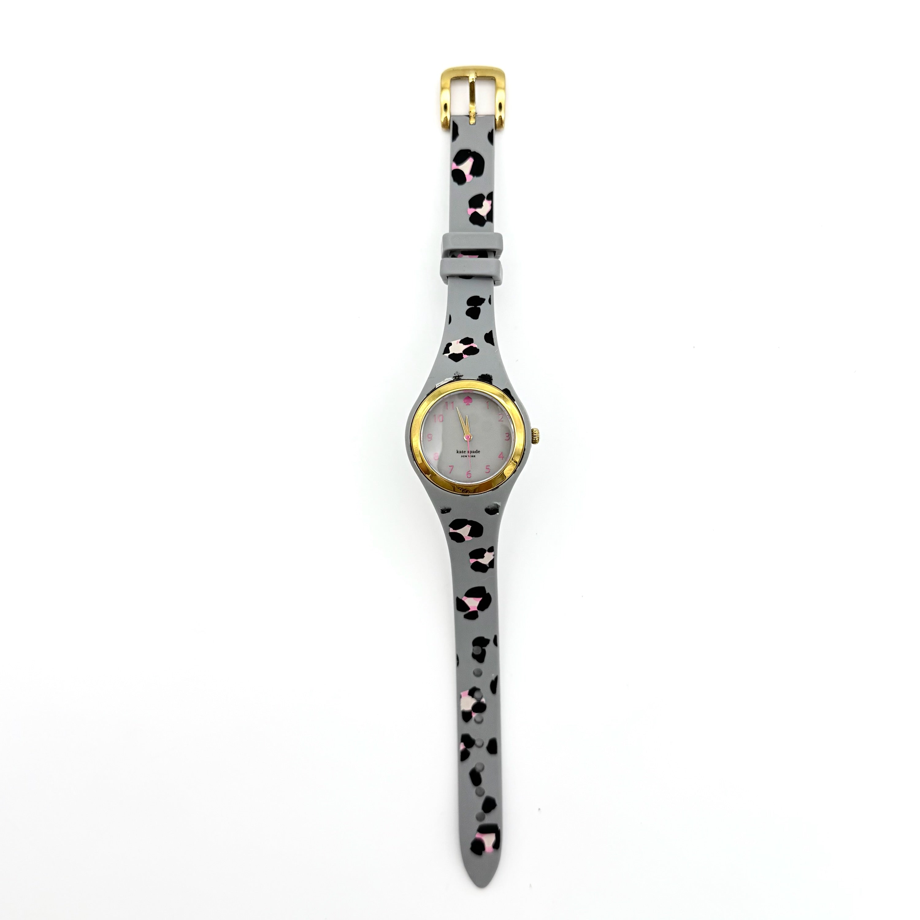Kate Spade Rumsey Leopard Silicone Gold Tone Watch Grey