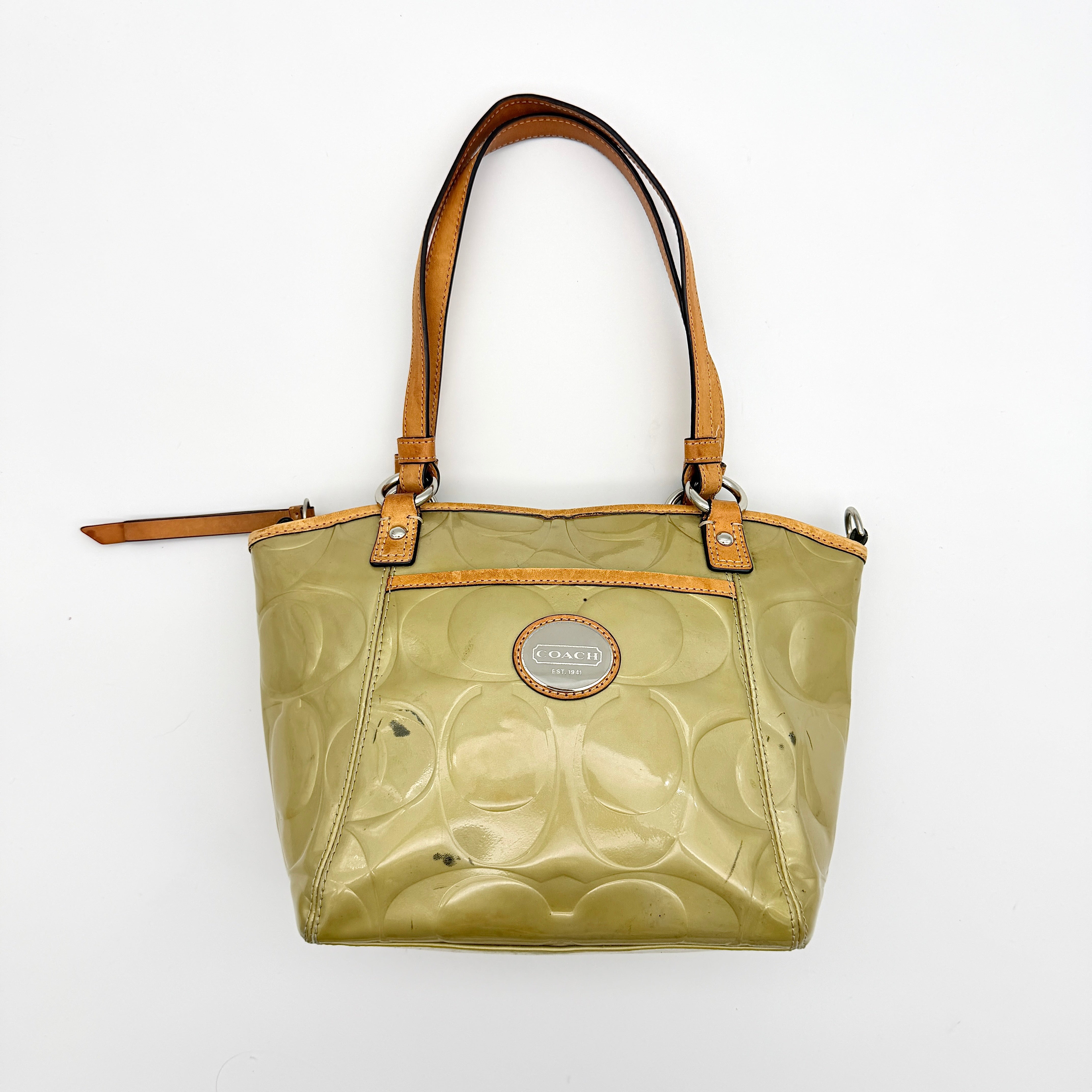 Coach Peyton Embossed Patent Shoulder Bag Yellow/Tan
