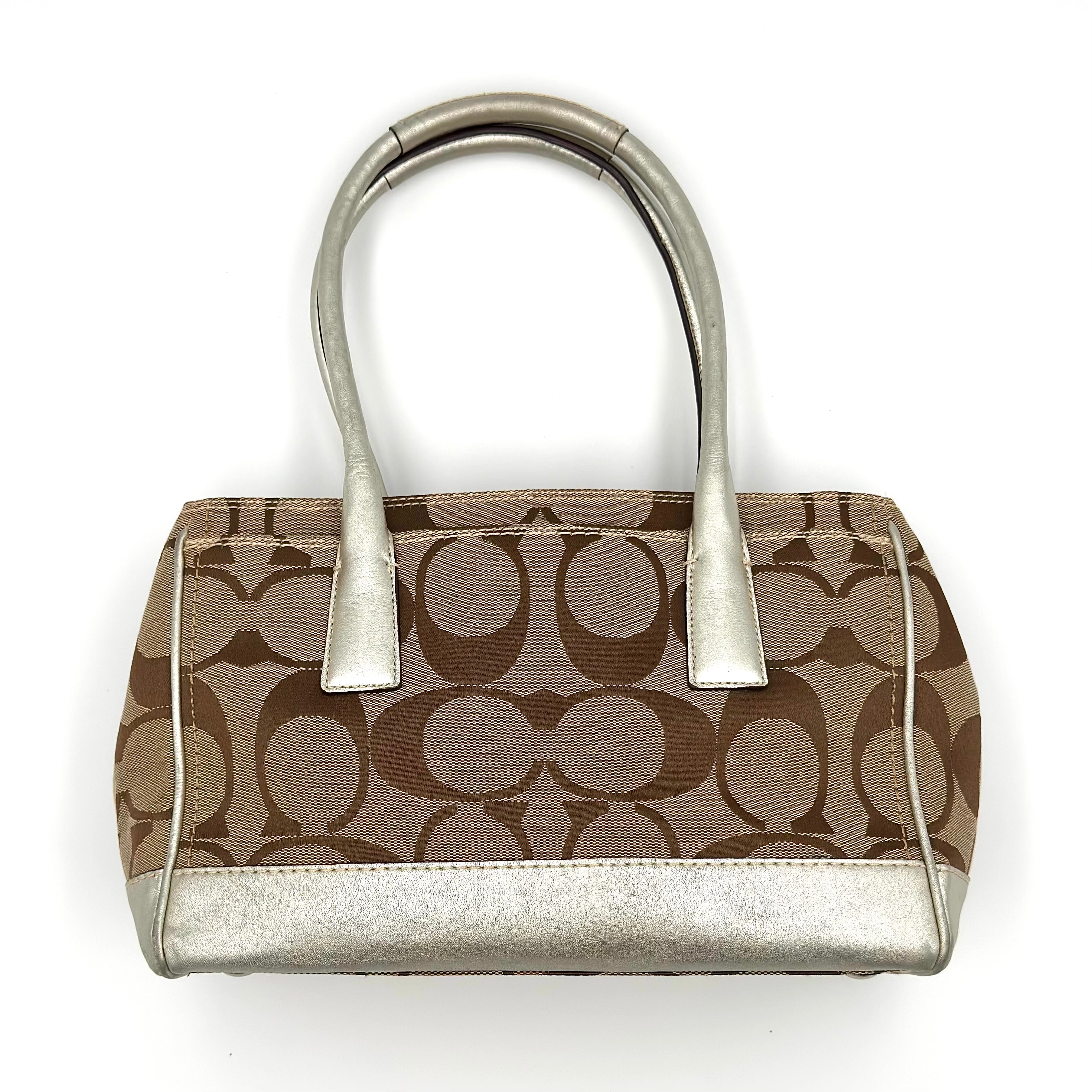 Coach Signature Hampton Madeline Handbag Beige/Silver