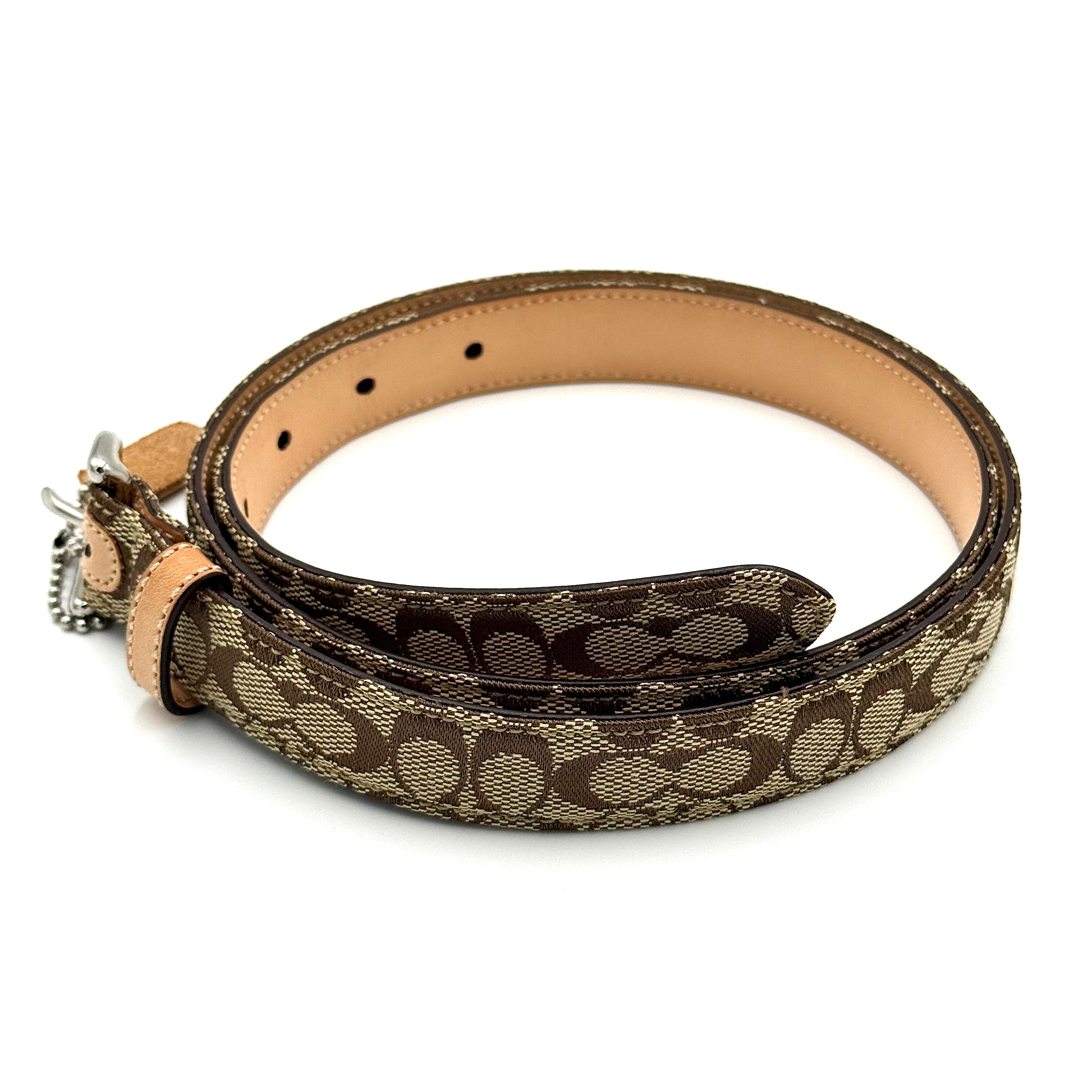 Coach Signature Canvas Buckle Belt Beige/Tan